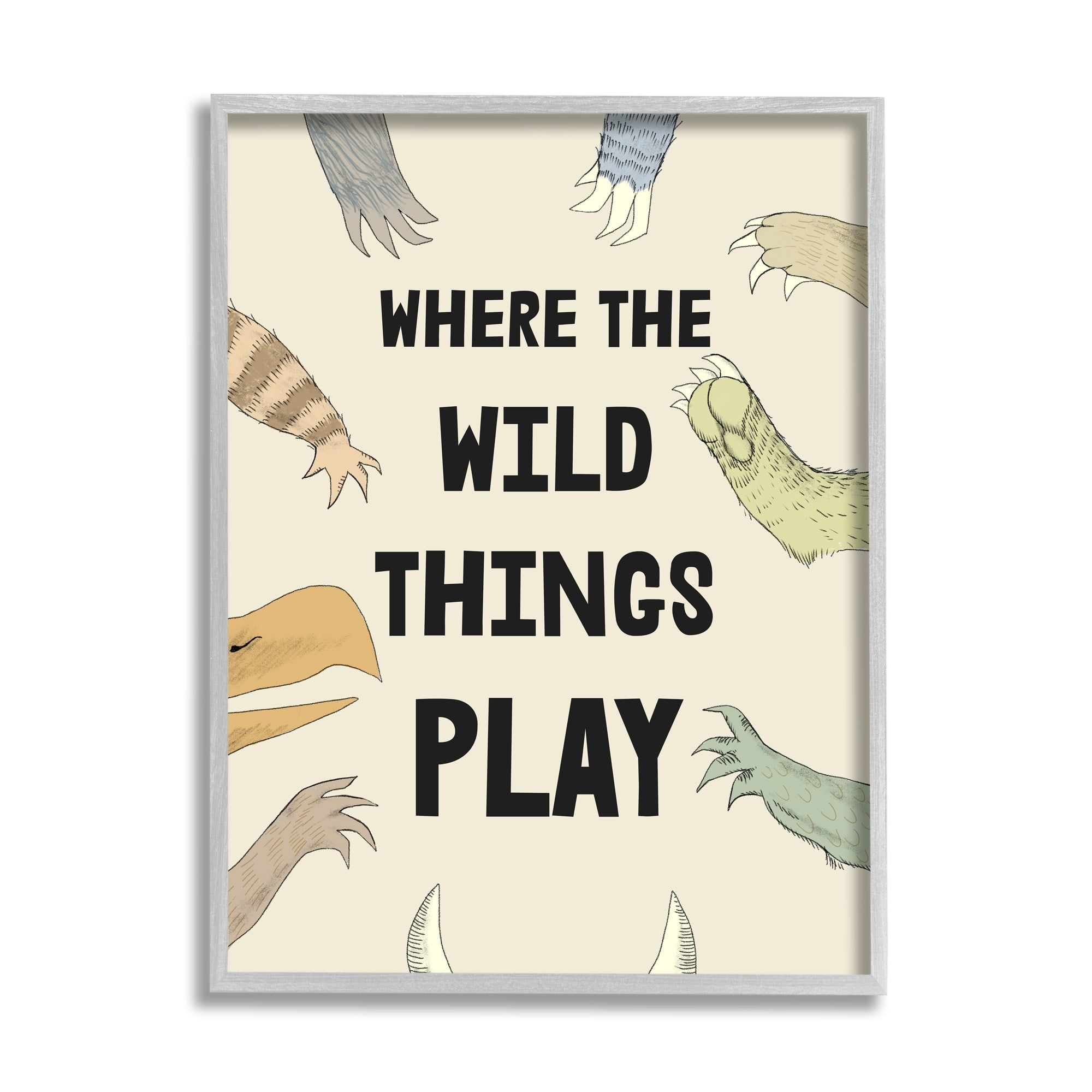 Stupell Industries Children's Wild Things Play Phrase Monster Hands Claws, 24 x 30, Design by Daphne Polselli