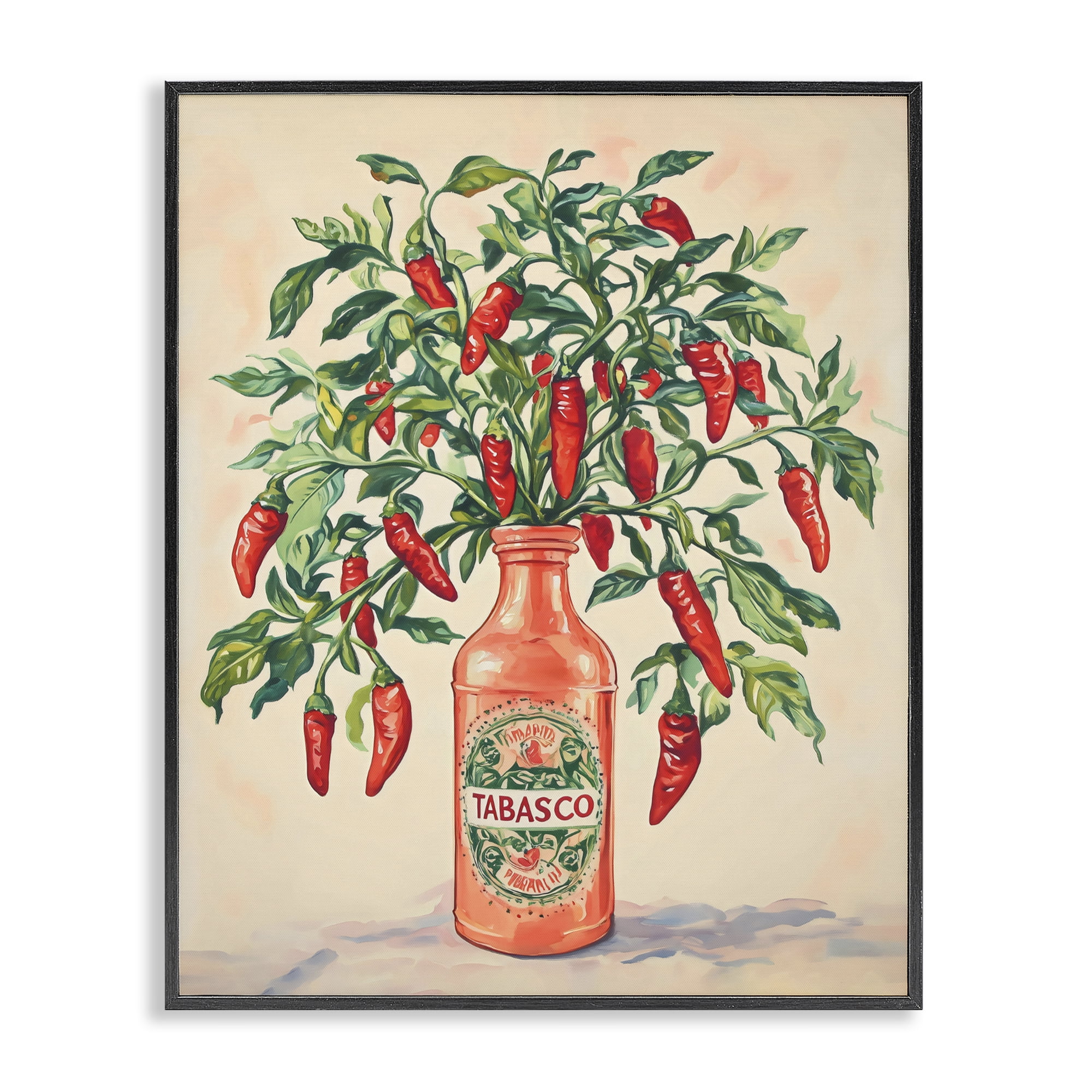 Stupell Industries Chili Peppers in Hot Sauce Vase Black Framed Giclee Art, design by The Prints Vibe