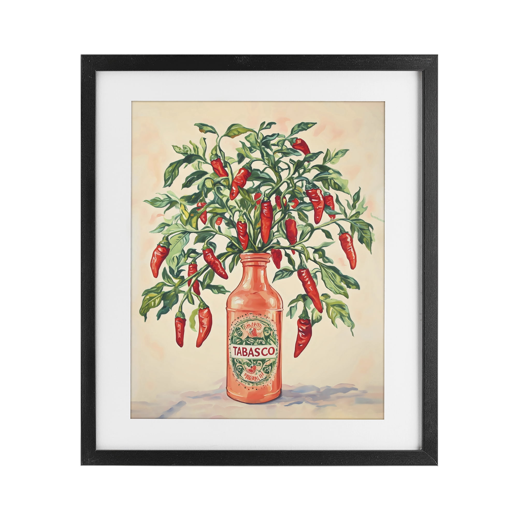 Stupell Industries Chili Peppers in Hot Sauce Vase Black Framed Print Under Glass, design by The Prints Vibe