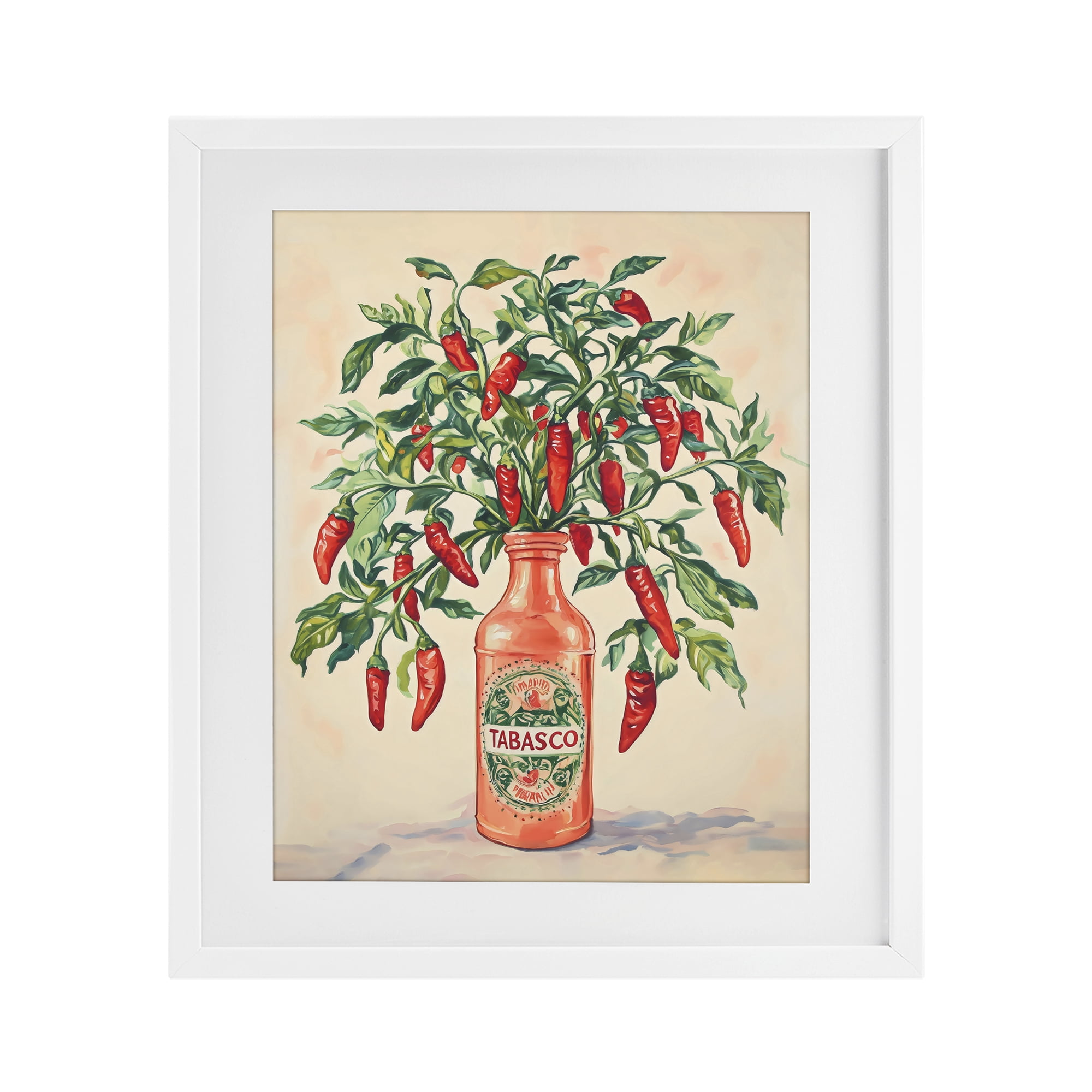 Stupell Industries Chili Peppers in Hot Sauce Vase White Framed Print Under Glass, design by The Prints Vibe