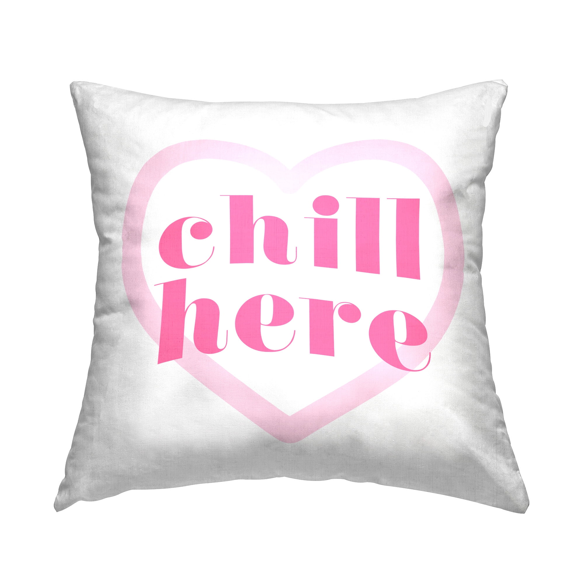 Stupell Industries Chill Here Pink Heart Decorative Printed Throw Pillow Design by Lil' Rue