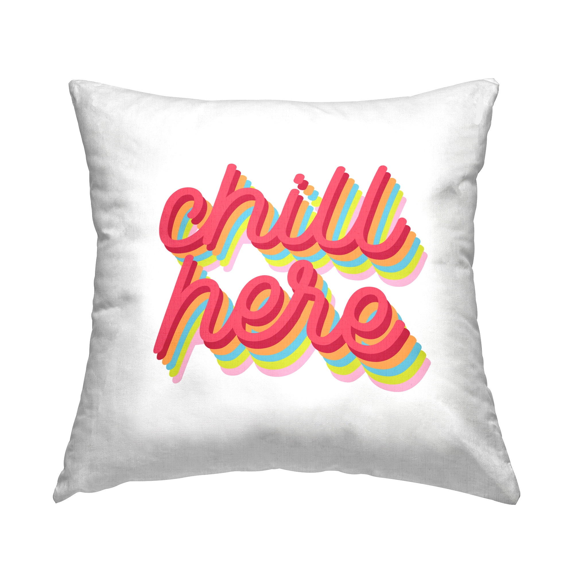 Stupell Industries Chill Here Striped Cursive Decorative Printed Throw Pillow Design by Lil' Rue
