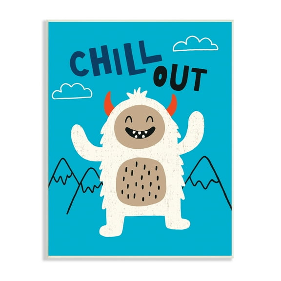 Stupell Industries Chill Out Phrase Abominable Snowman Winter Yeti, 10 x 15, Designed by Nina Seven