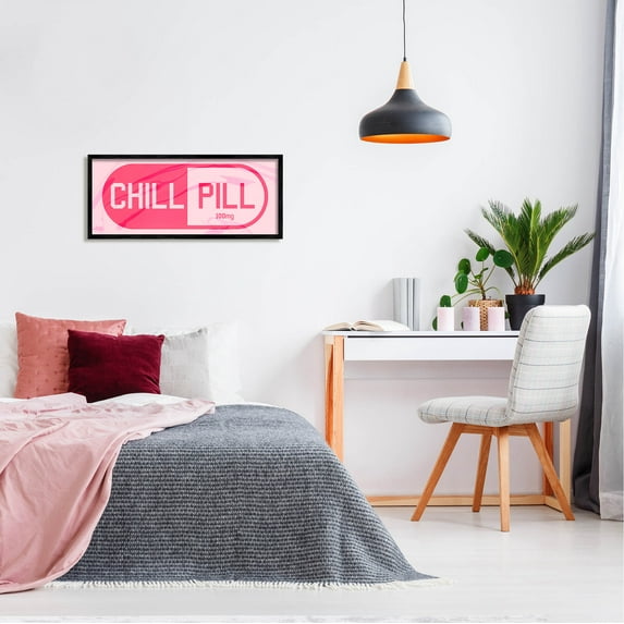 Stupell Industries Chill Pill Modern Casual Graphic Art Black Framed Art Print Wall Art, Design by Daphne Polselli