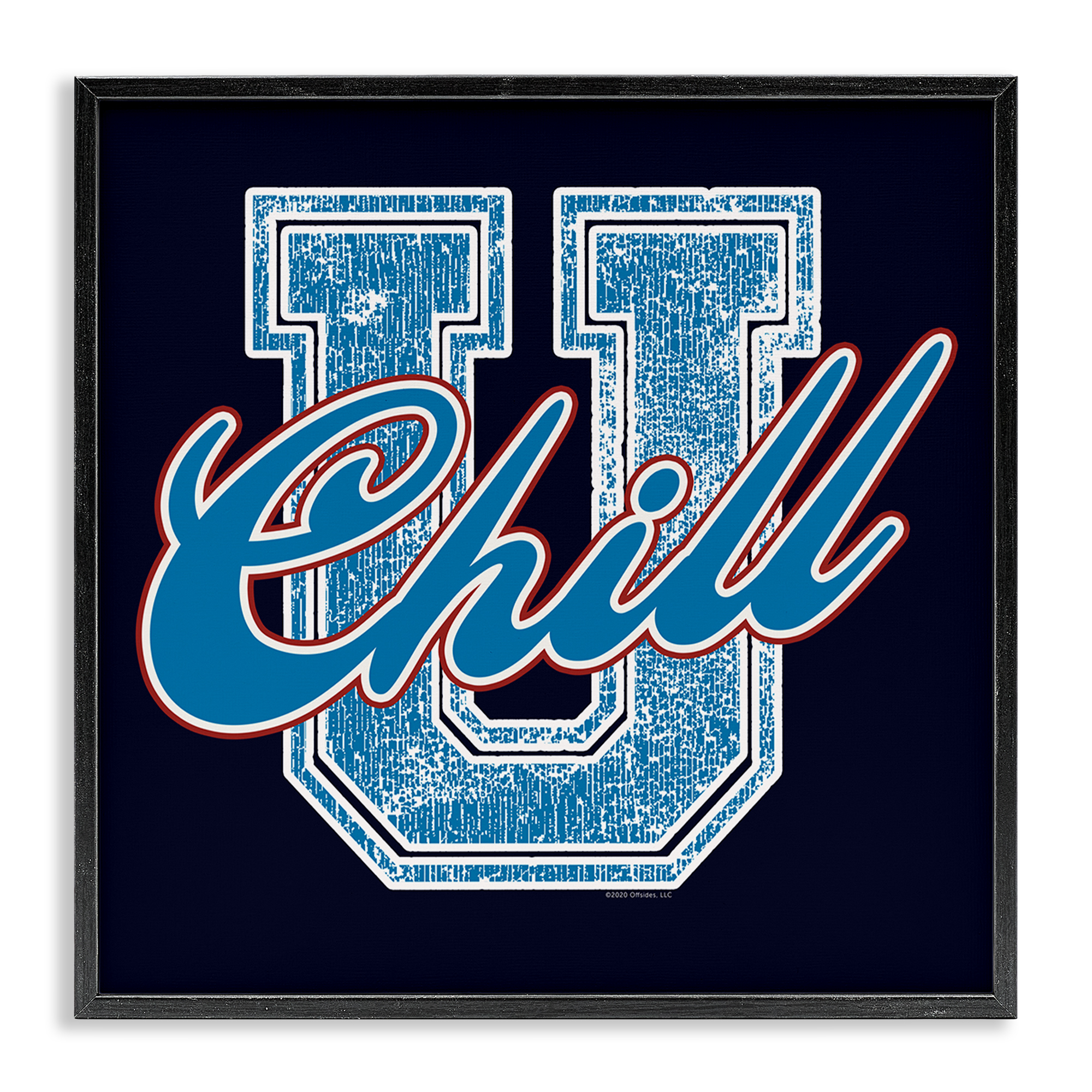 Stupell Industries Chill U Varsity Style Text & Numbers Painting Black Framed Art Print Wall Art, 17 x 17
