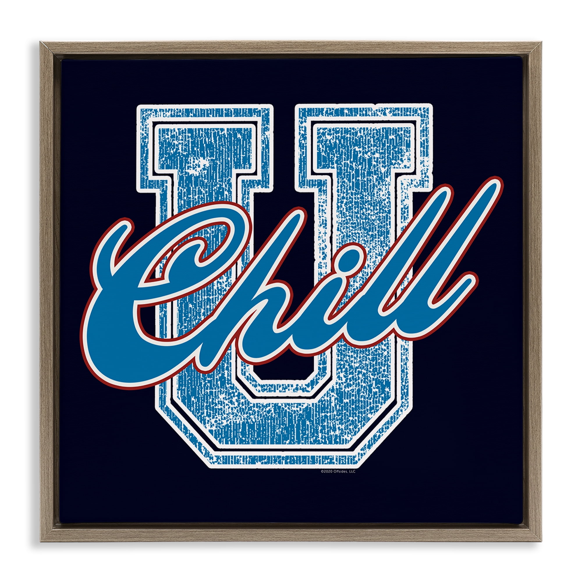 Stupell Industries Chill U Varsity Style Text & Numbers Painting Brown Floater Framed Canvas Art Print Wall Art, 25 x 25