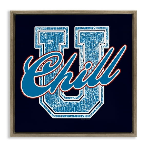 Stupell Industries Chill U Varsity Style Text & Numbers Painting Brown Floater Framed Canvas Art Print Wall Art, 25 x 25