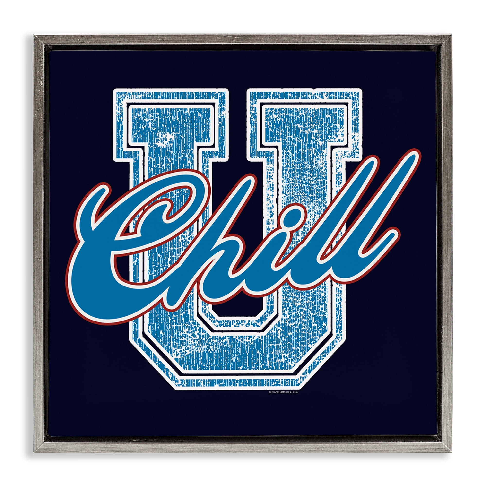 Stupell Industries Chill U Varsity Style Text & Numbers Painting Gray Floater Framed Canvas Art Print Wall Art, 25 x 25