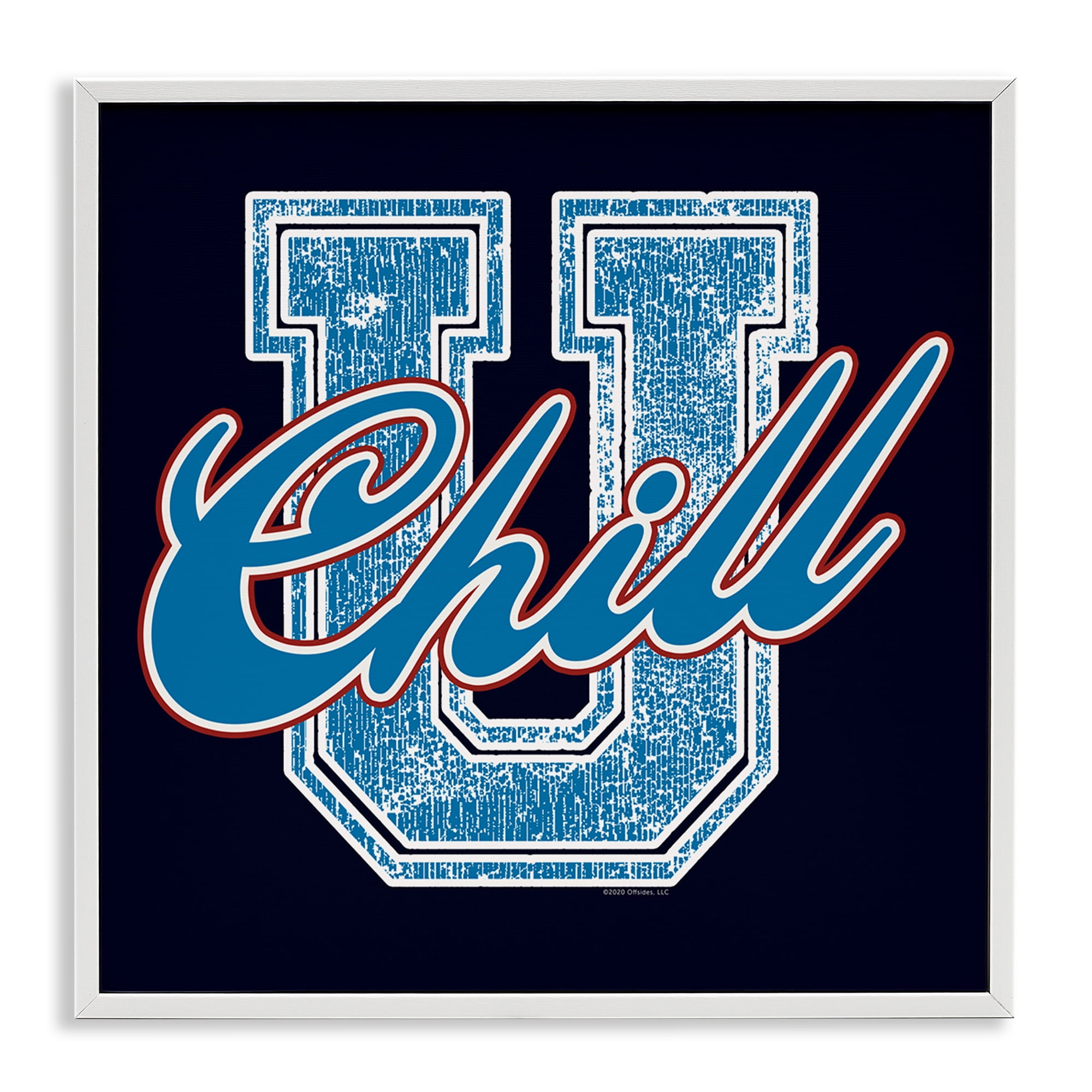 Stupell Industries Chill U Varsity Style Text & Numbers Painting White Framed Art Print Wall Art, 24 x 24