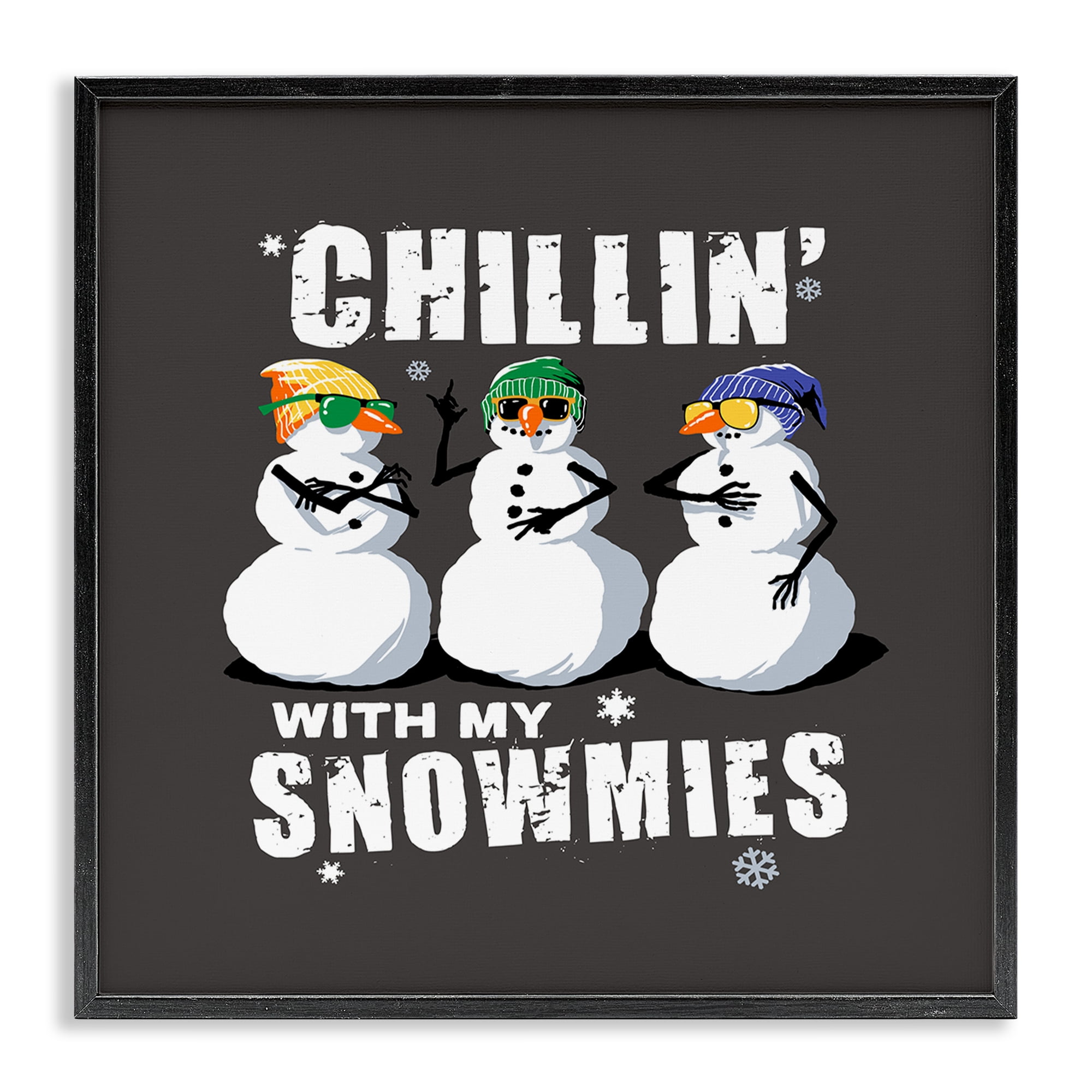 Stupell Industries Chillin' With Snowmies Snowmen Holiday Painting Black Framed Art Prints Wall Art, 17 x 17