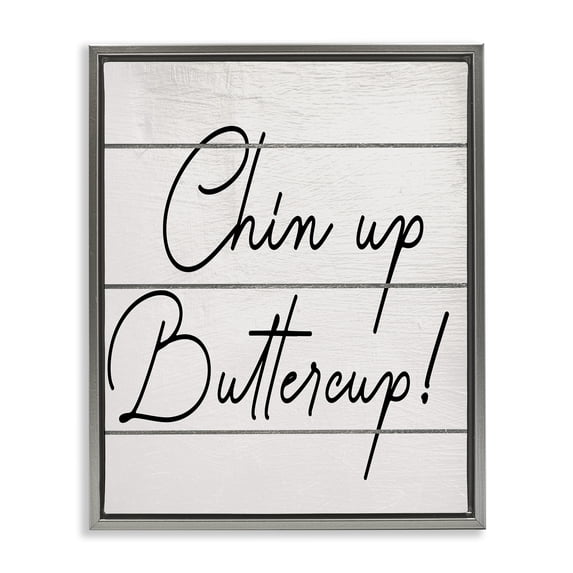 Stupell Industries French Country Chin Up Buttercup Gray Floating Frame Canvas Art, 25 x 31, by Ziwei Li
