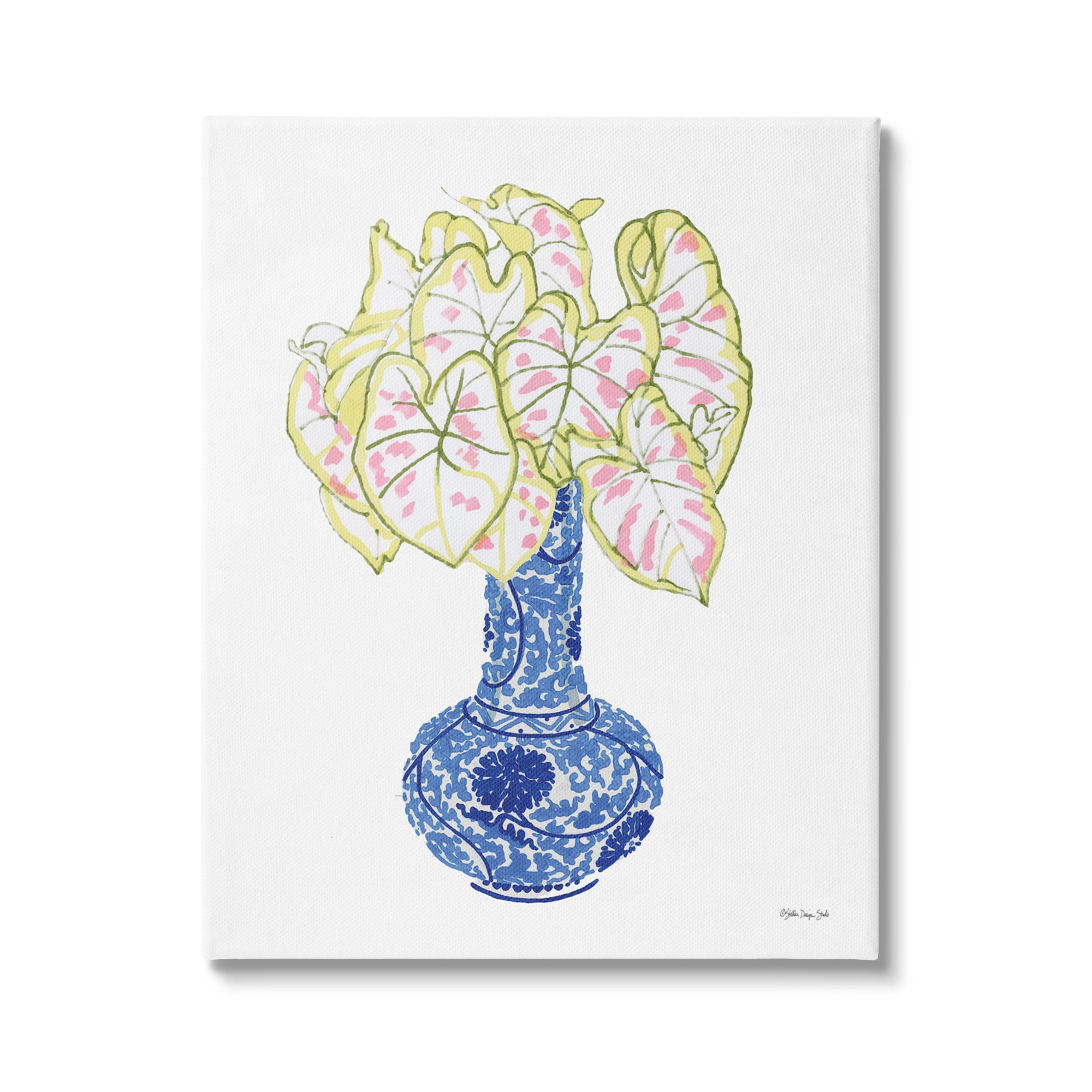 Stupell Industries Chinese Caladium Ginger House Plant Tall Neck Vase,36 x 48, Design by Stellar Design Studio