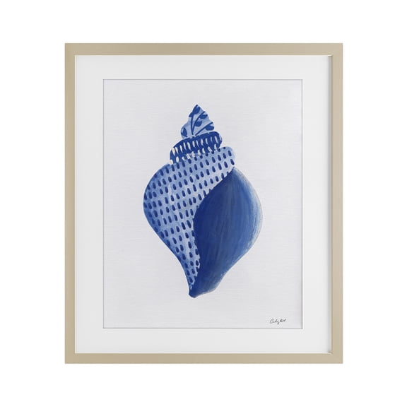 Stupell Industries Chinoiserie Conch Shell Birch Framed Print Under Glass design by Courtney Prahl, 21 x 17