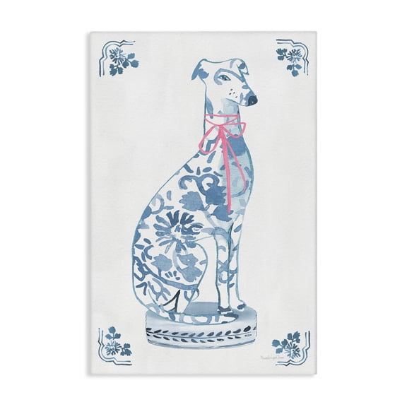 Stupell Industries Traditional Chinoiserie Dog Statue Canvas Art, 16 x 24, by Mercedes Lopez Charro
