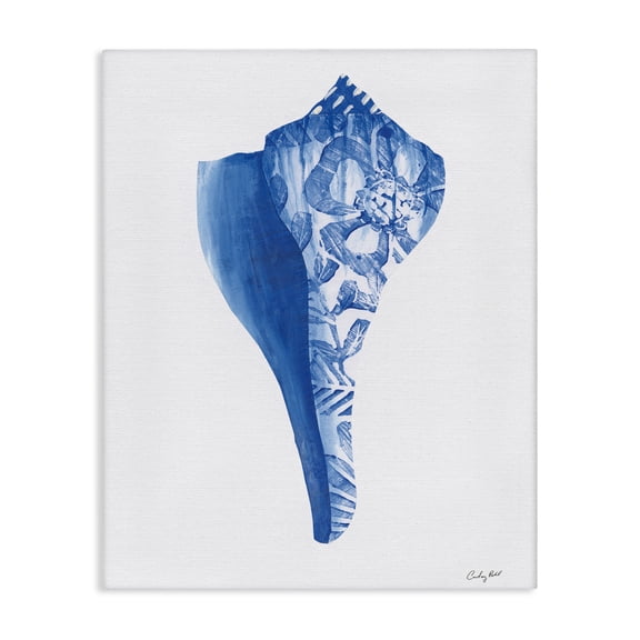 Stupell Industries Chinoiserie Patterned Seashell Canvas Wall Art design by Courtney Prahl, 30 x 24