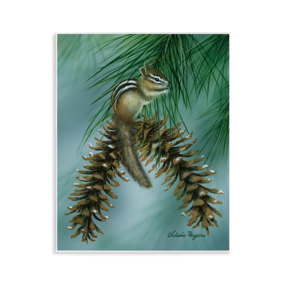 Stupell Industries Chipmunk Pine Cone Perch Animals Painting Unframed Art Print Wall Art, 11 x 14