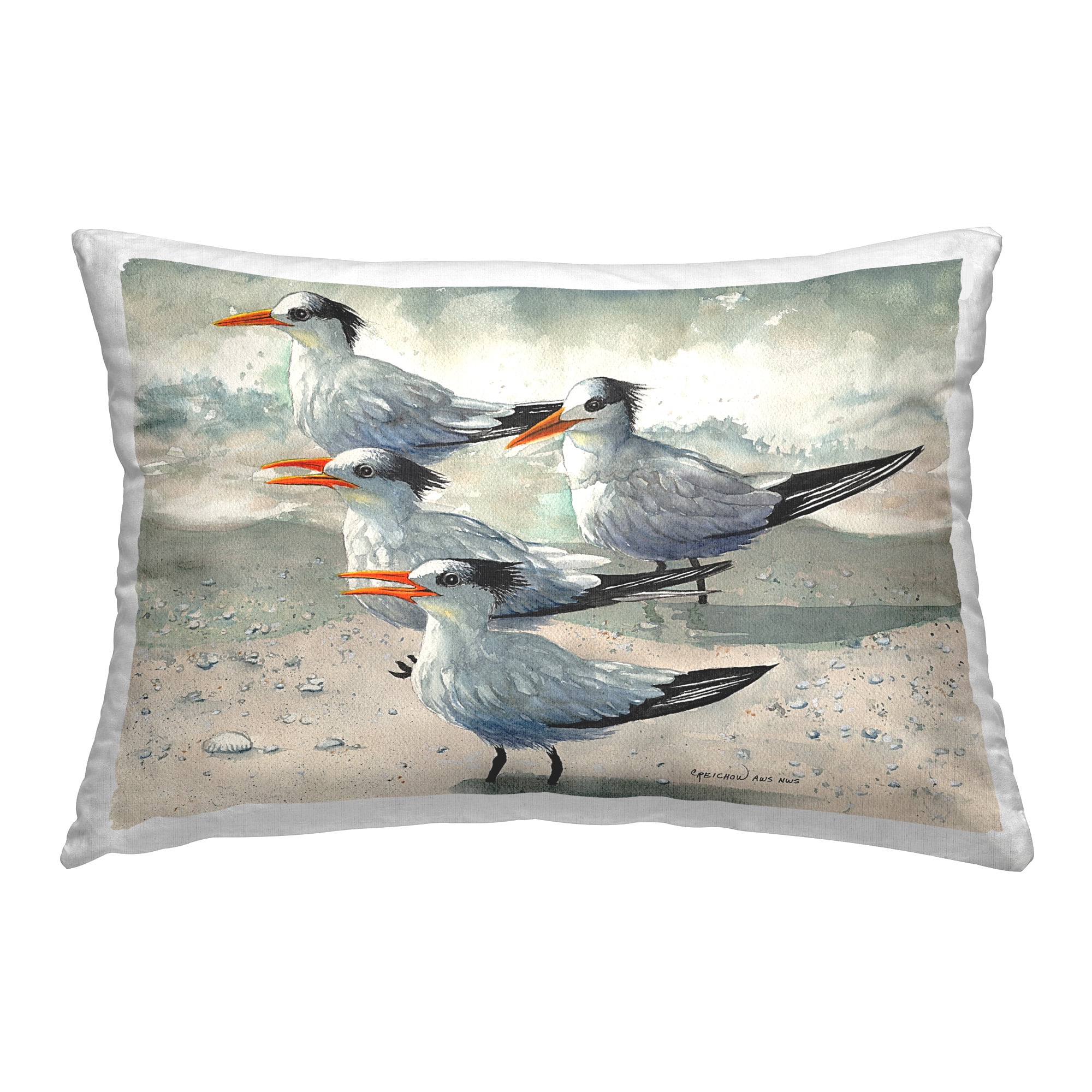 Stupell Industries Chirping Sea Birds Decorative Printed Throw Pillow Design by Christine Reichow