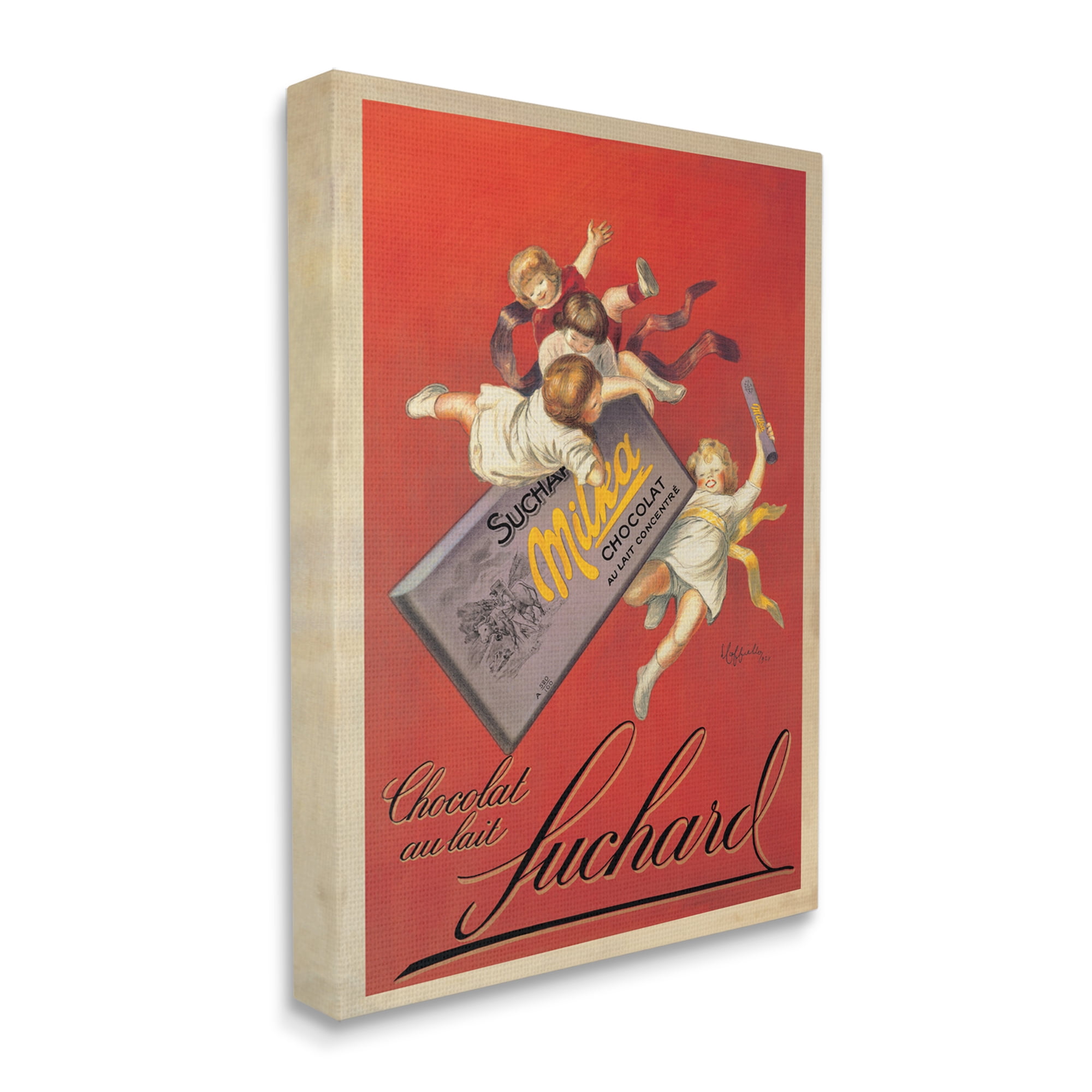 Stupell Industries Chocolat au Lait Vintage European Advertisement Food & Beverage Painting Gallery Wrapped Canvas Art Print Wall Art, 16 x 20