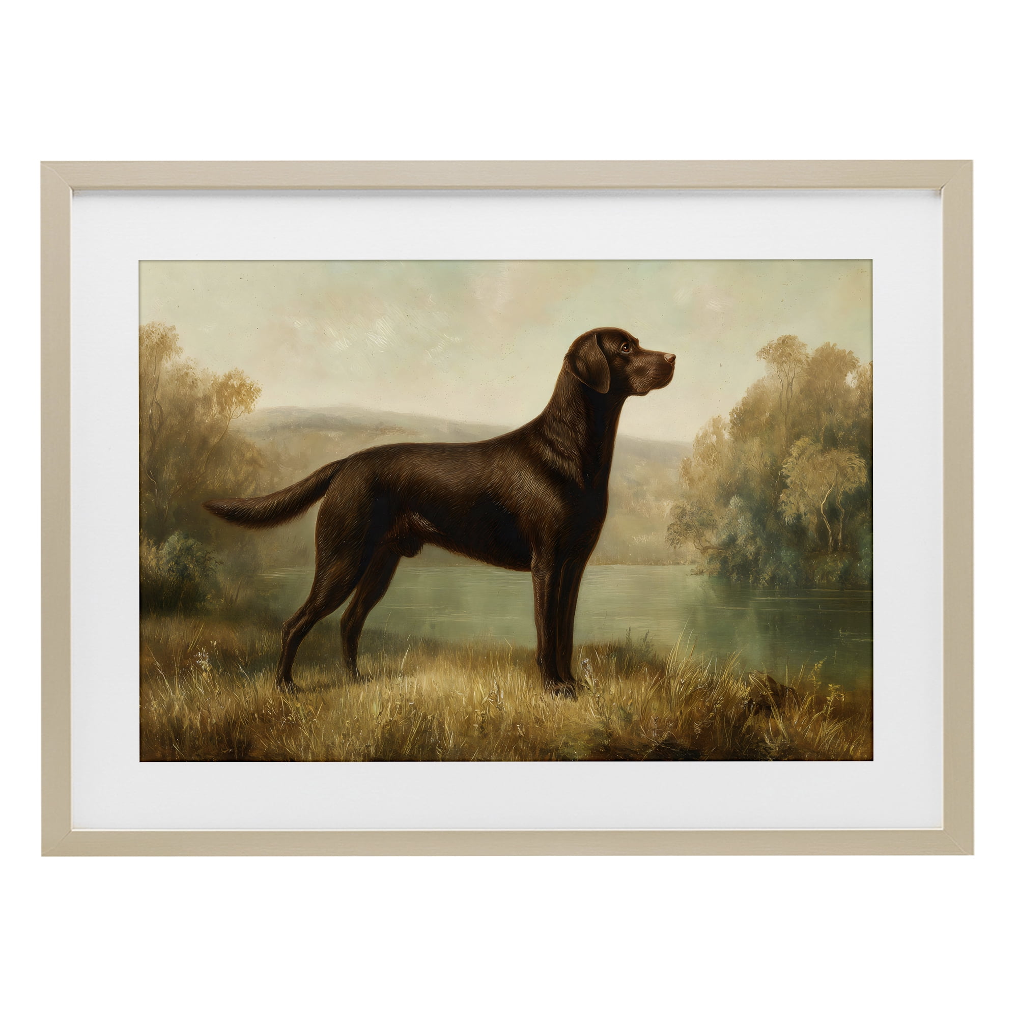 Stupell Industries Chocolate Brown Labrador Birch Framed Print Under Glass, design by Petal Prints Design
