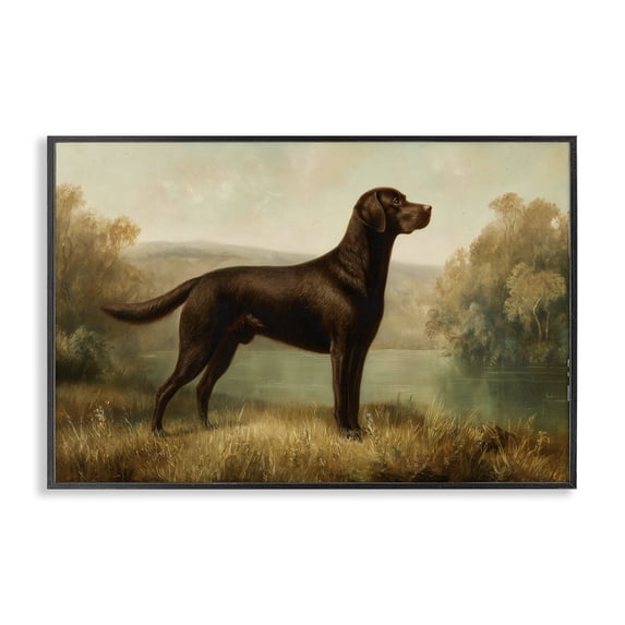 Stupell Industries Rustic Lodge Chocolate Brown Labrador Black Framed Giclee Art, 24 x 16, by Petals Prints Design