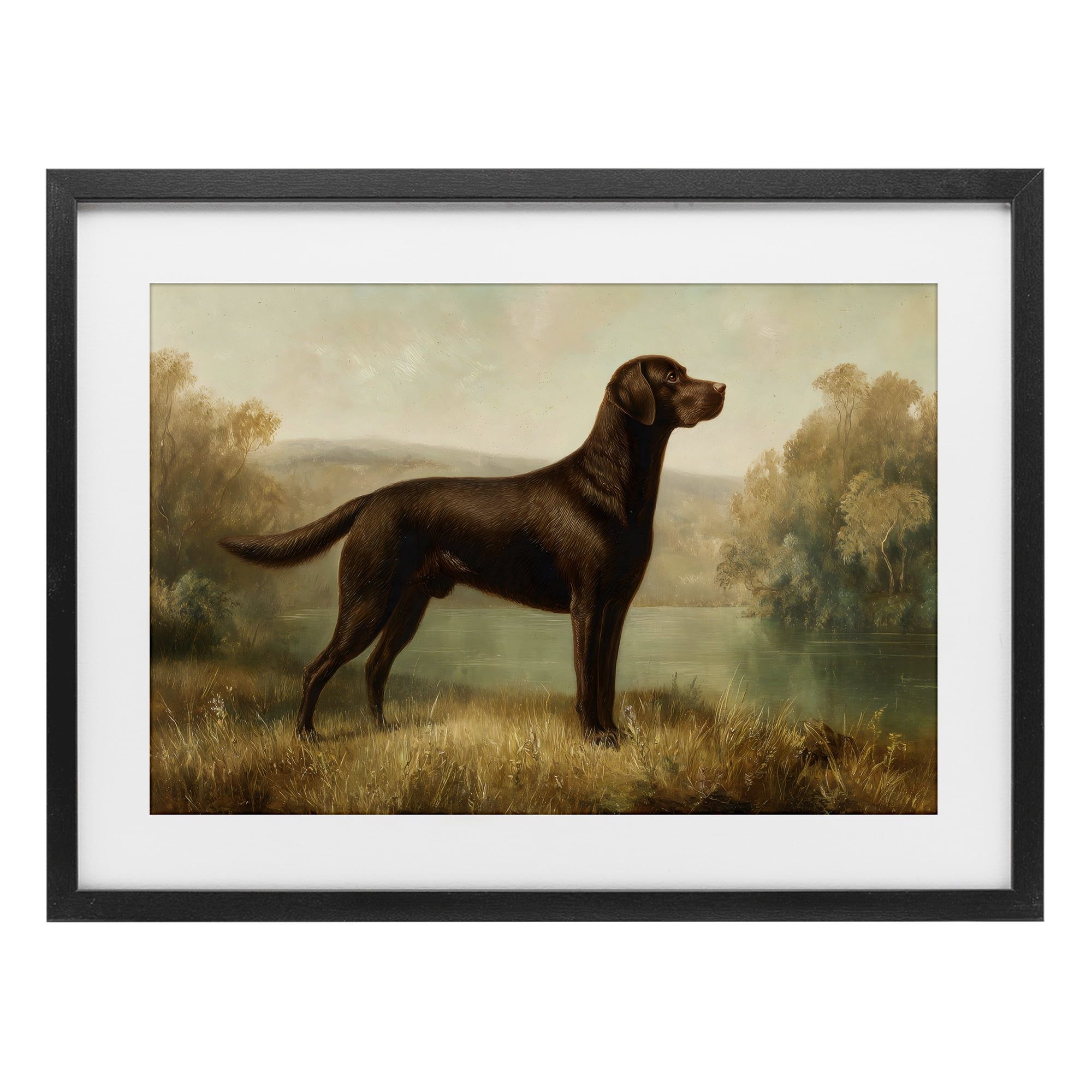 Stupell Industries Chocolate Brown Labrador Black Framed Print Under Glass, design by Petal Prints Design
