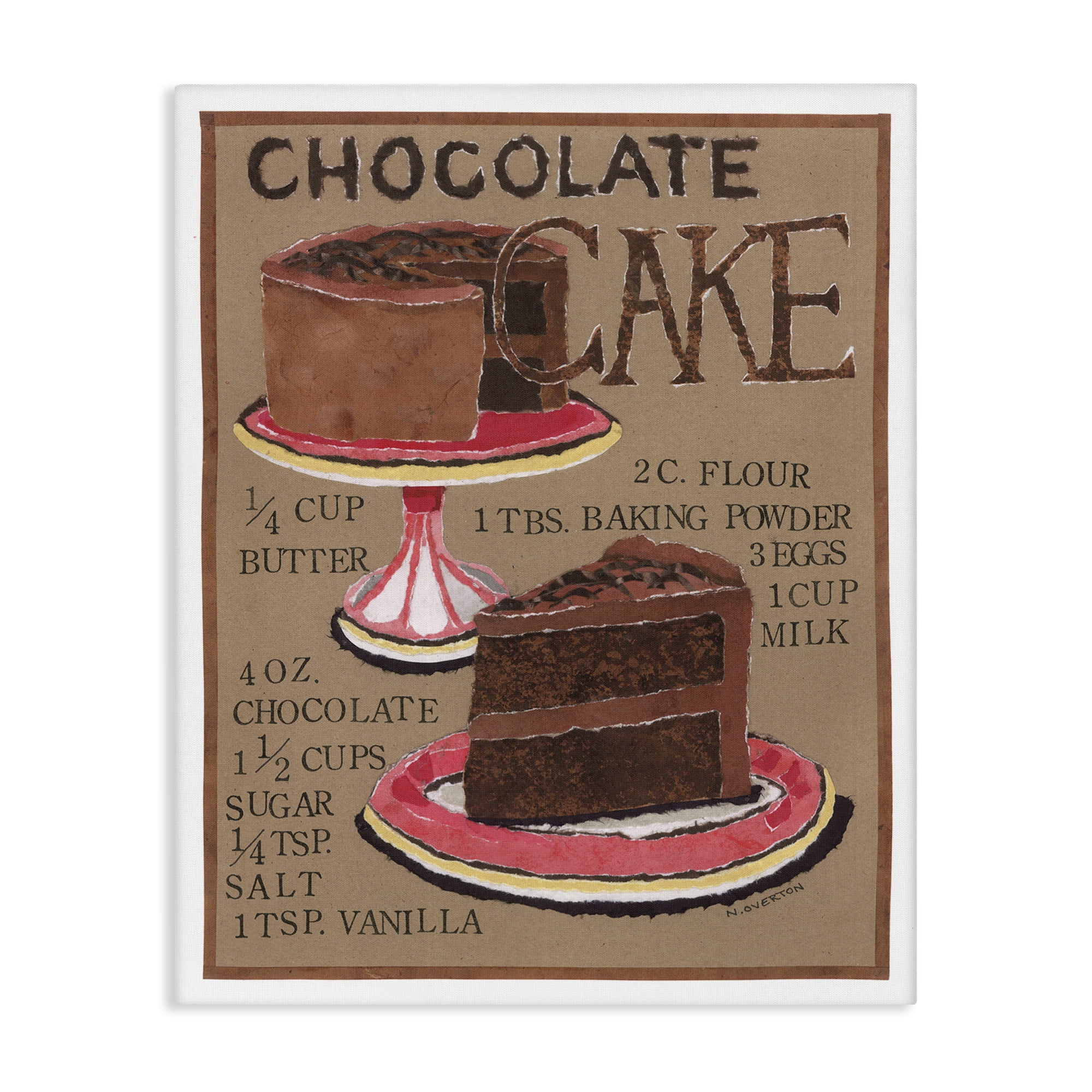 Stupell Industries Chocolate Cake Recipe Food & Beverage Painting