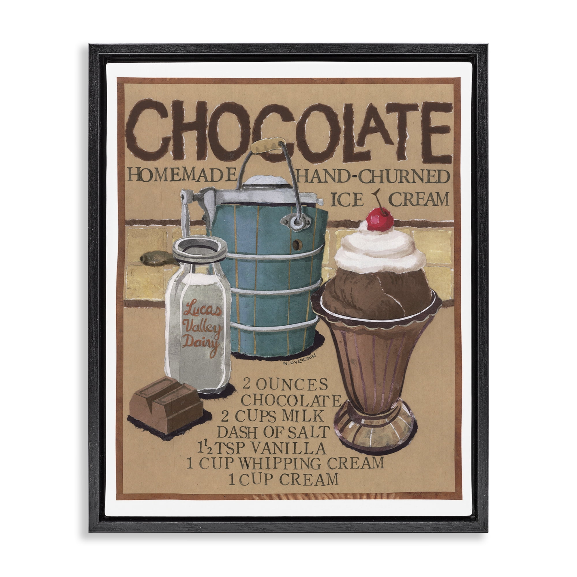 Stupell Industries Chocolate Ice Cream Food & Beverage Painting Black Floater Framed Art Print Wall Art, 17 x 21