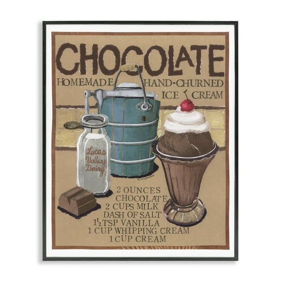 Stupell Industries Chocolate Ice Cream Food & Beverage Painting Black Framed Art Print Wall Art, 16 x 20