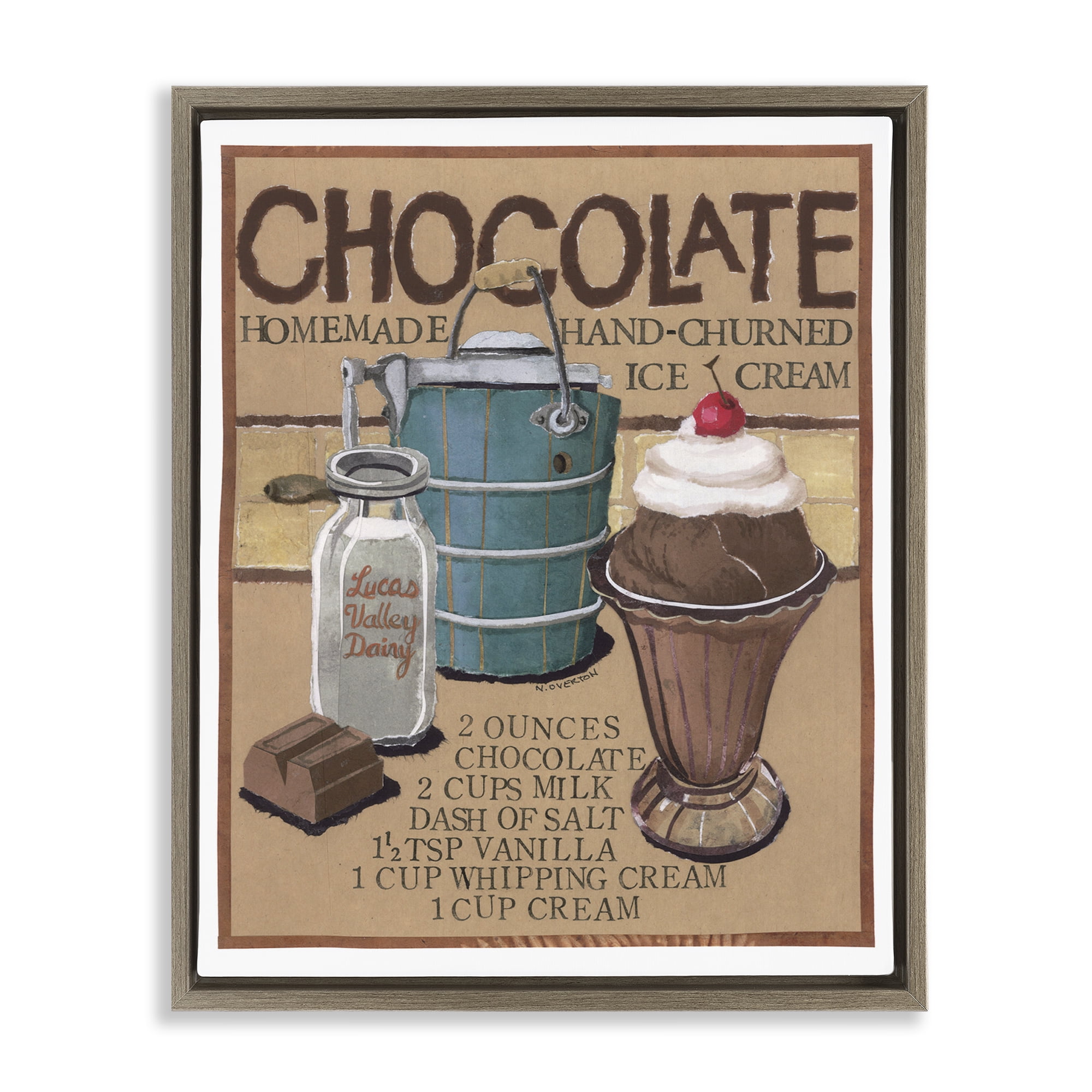 Stupell Industries Chocolate Ice Cream Food & Beverage Painting Brown Floater Framed Art Print Wall Art, 25 x 31