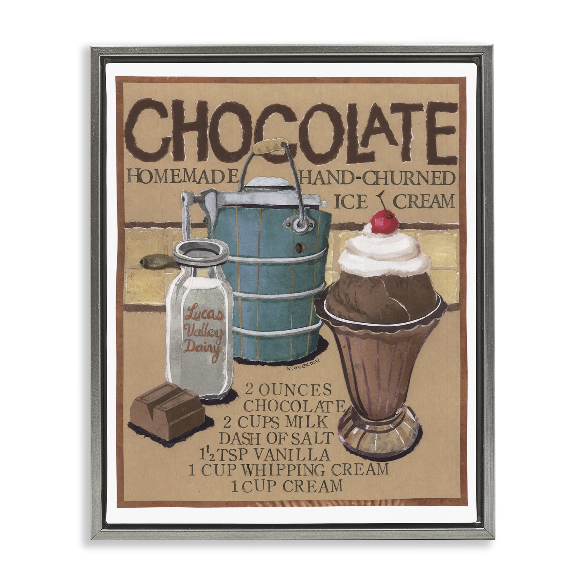 Stupell Industries Chocolate Ice Cream Food & Beverage Painting Gray Floater Framed Art Print Wall Art, 25 x 31