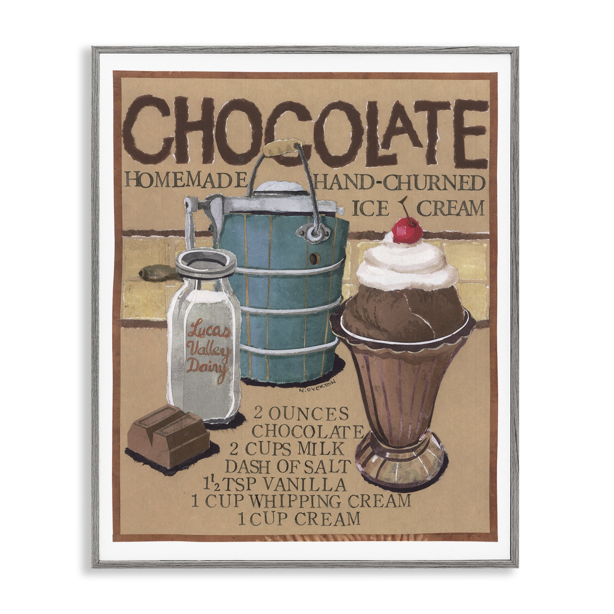 Stupell Industries Chocolate Ice Cream Food & Beverage Painting Gray Framed Art Print Wall Art, 16 x 20