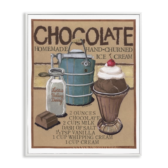 Stupell Industries Chocolate Ice Cream Food & Beverage Painting White Framed Art Print Wall Art, 11 x 14