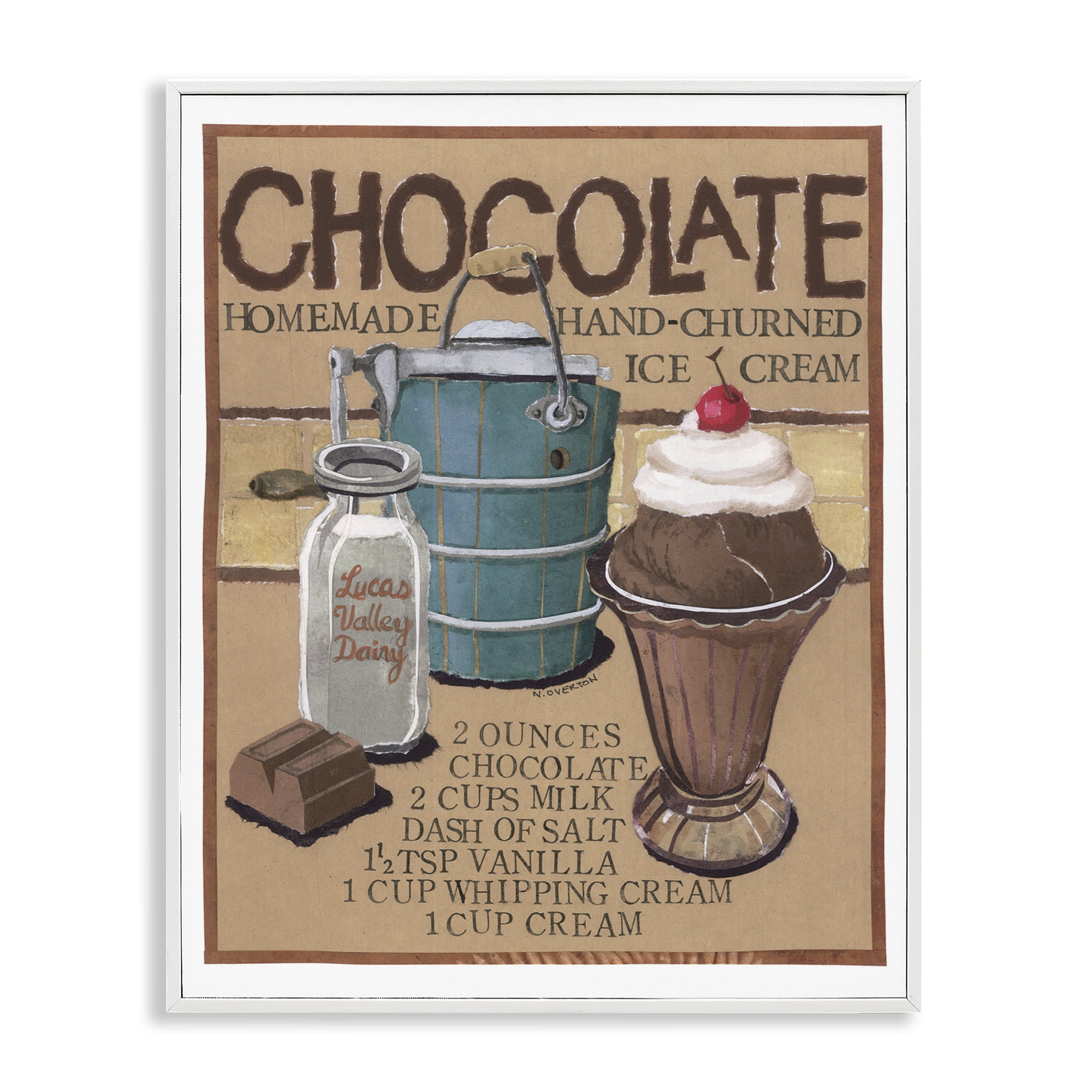 Stupell Industries Chocolate Ice Cream Food & Beverage Painting White Framed Art Print Wall Art, 16 x 20