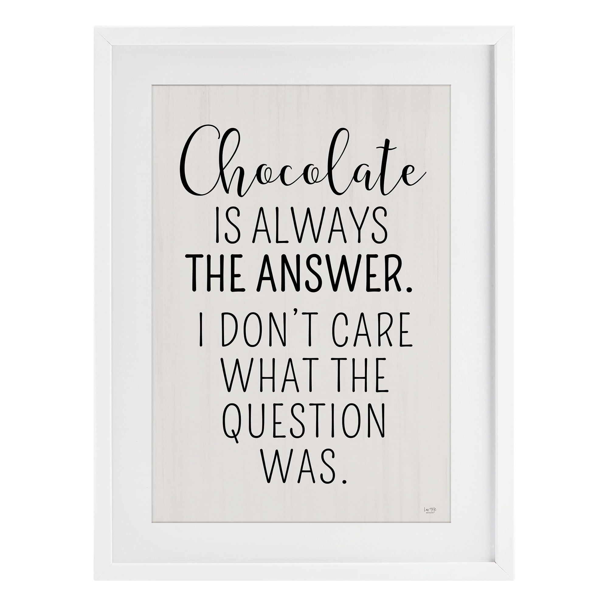 Stupell Industries Chocolate Is Always The Answer White Framed Print Under Glass, design by Lux + Me Designs