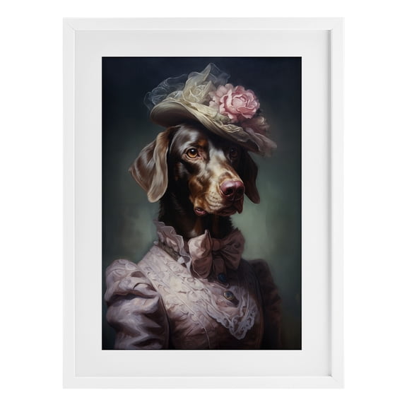 Stupell Industries Chocolate Lab Victorian Era White Framed Print Under Glass design by Wumples, 23 x 17
