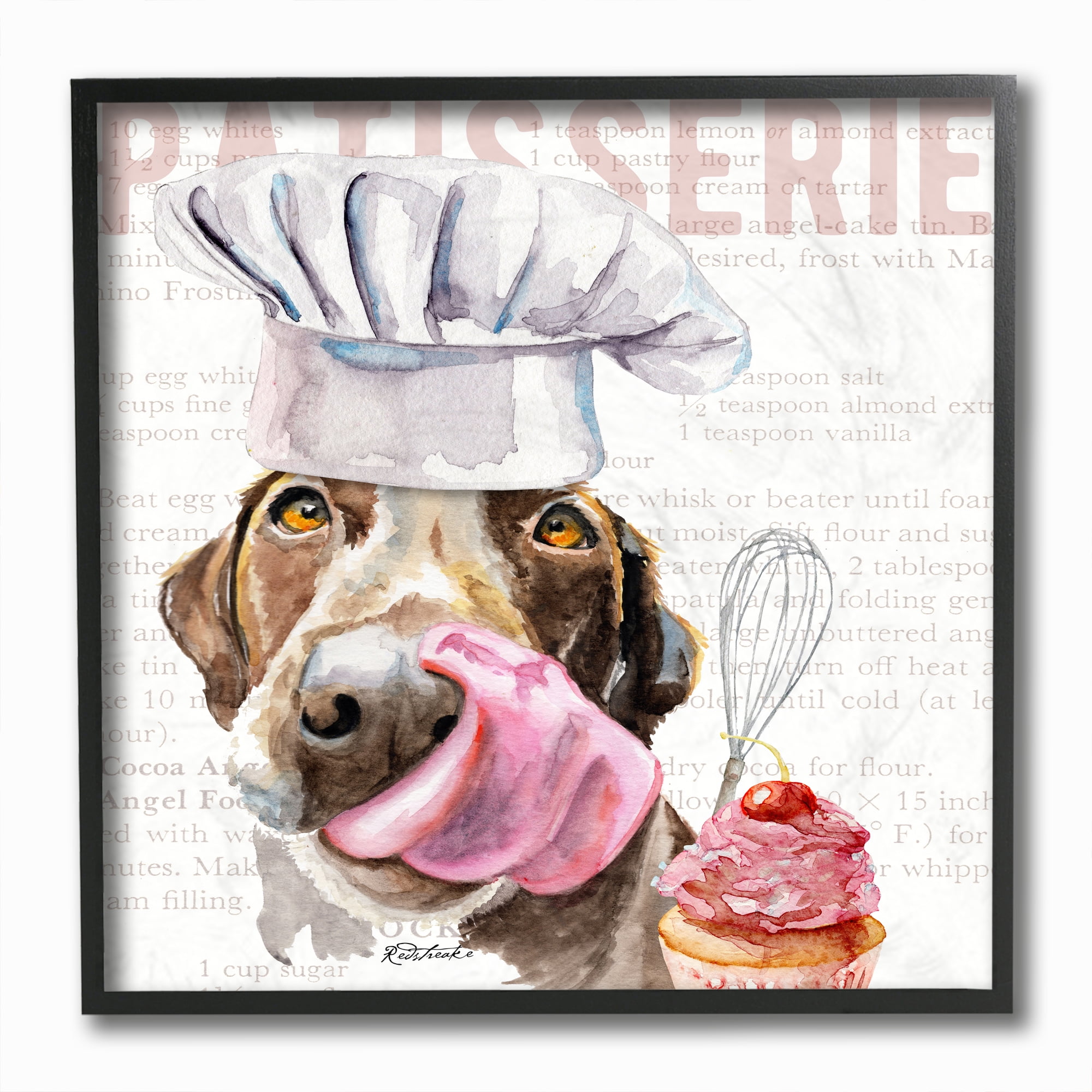 Chocolate Labrador Dog Chef Canvas Print in Black Frame
