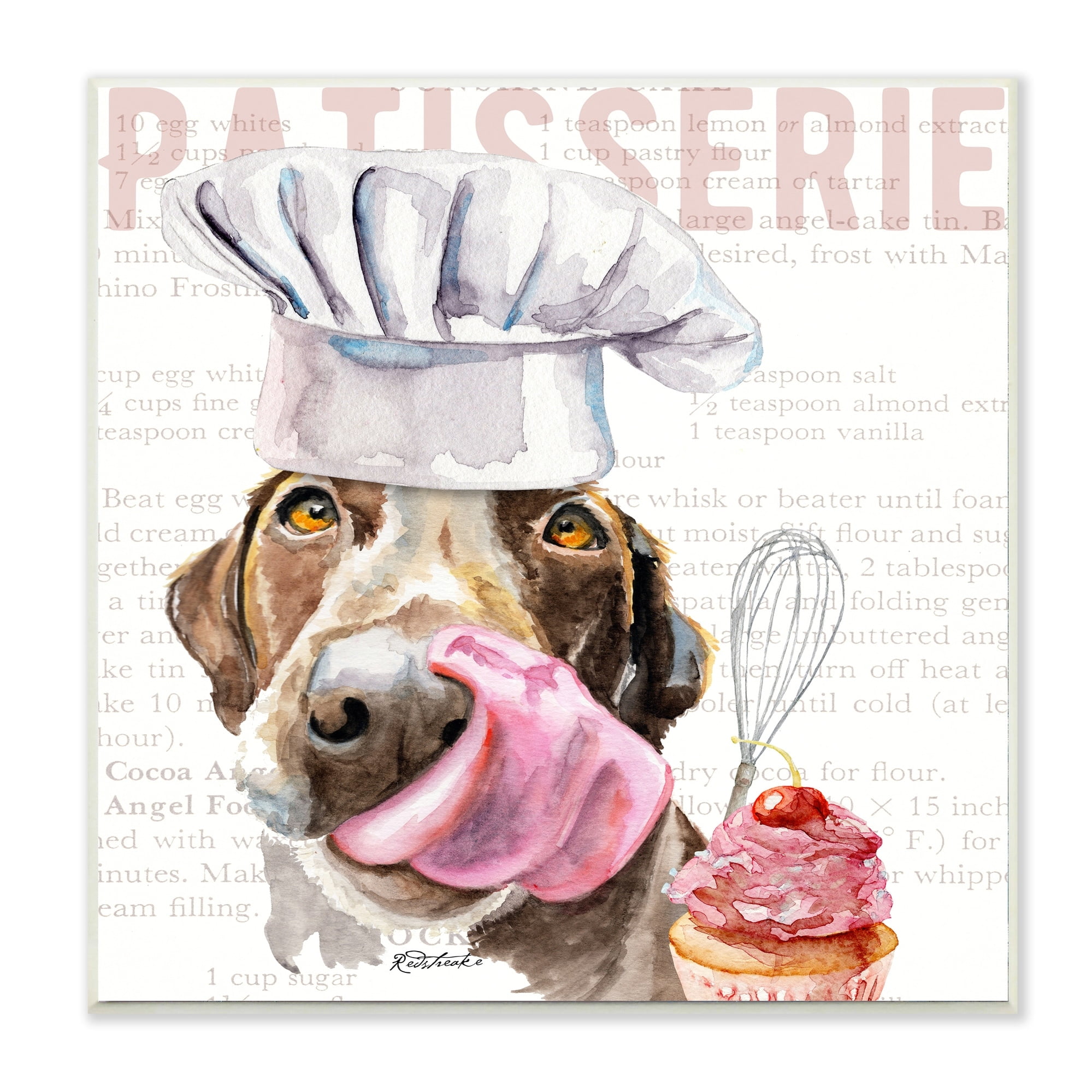 Stupell Industries Chocolate Labrador Dog Kitchen Bakery Pet Watercolor Painting Wood Plaque by Jennifer Redstreake