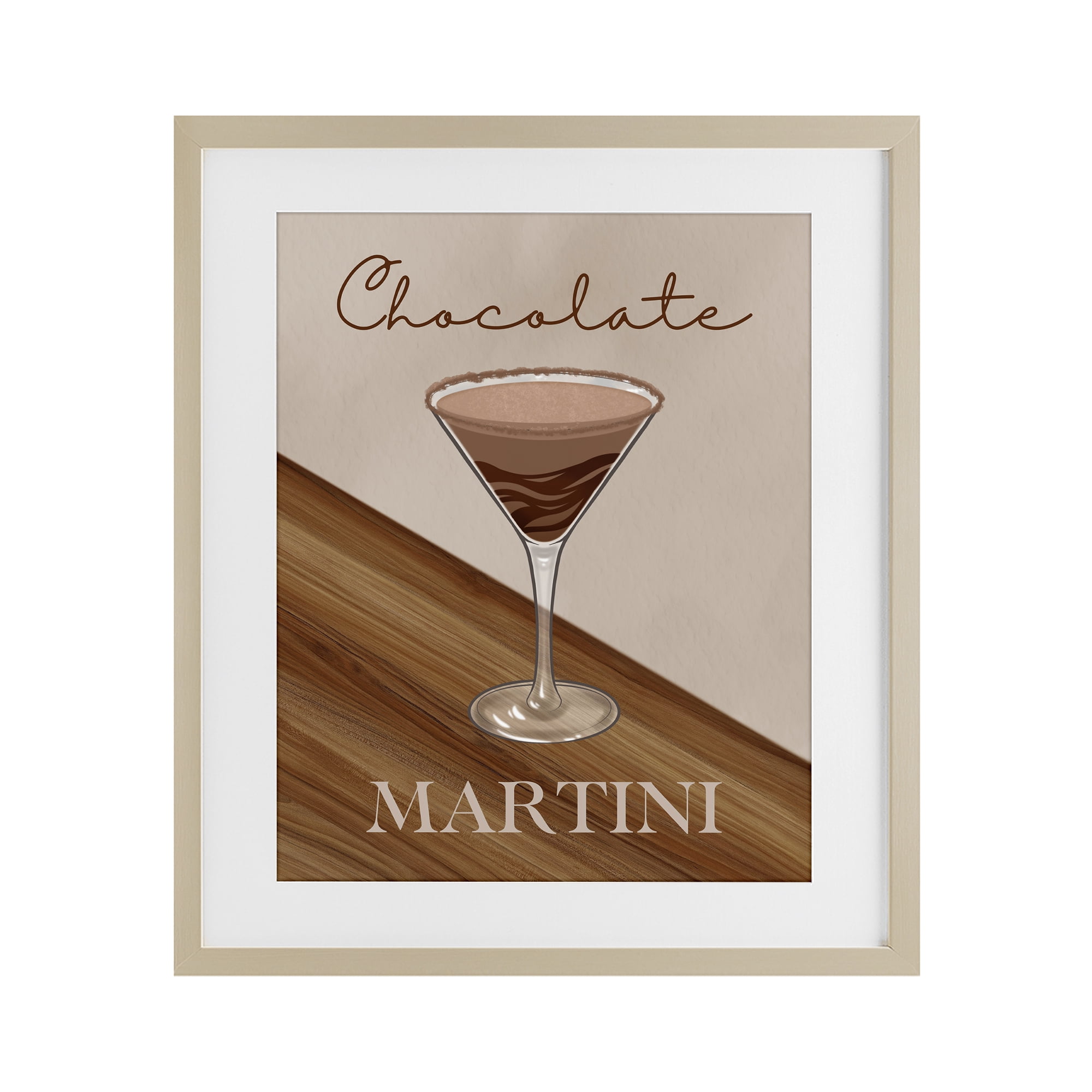 Stupell Industries Chocolate Martini on Brown Birch Framed Print Under Glass, design by Marcus Prime