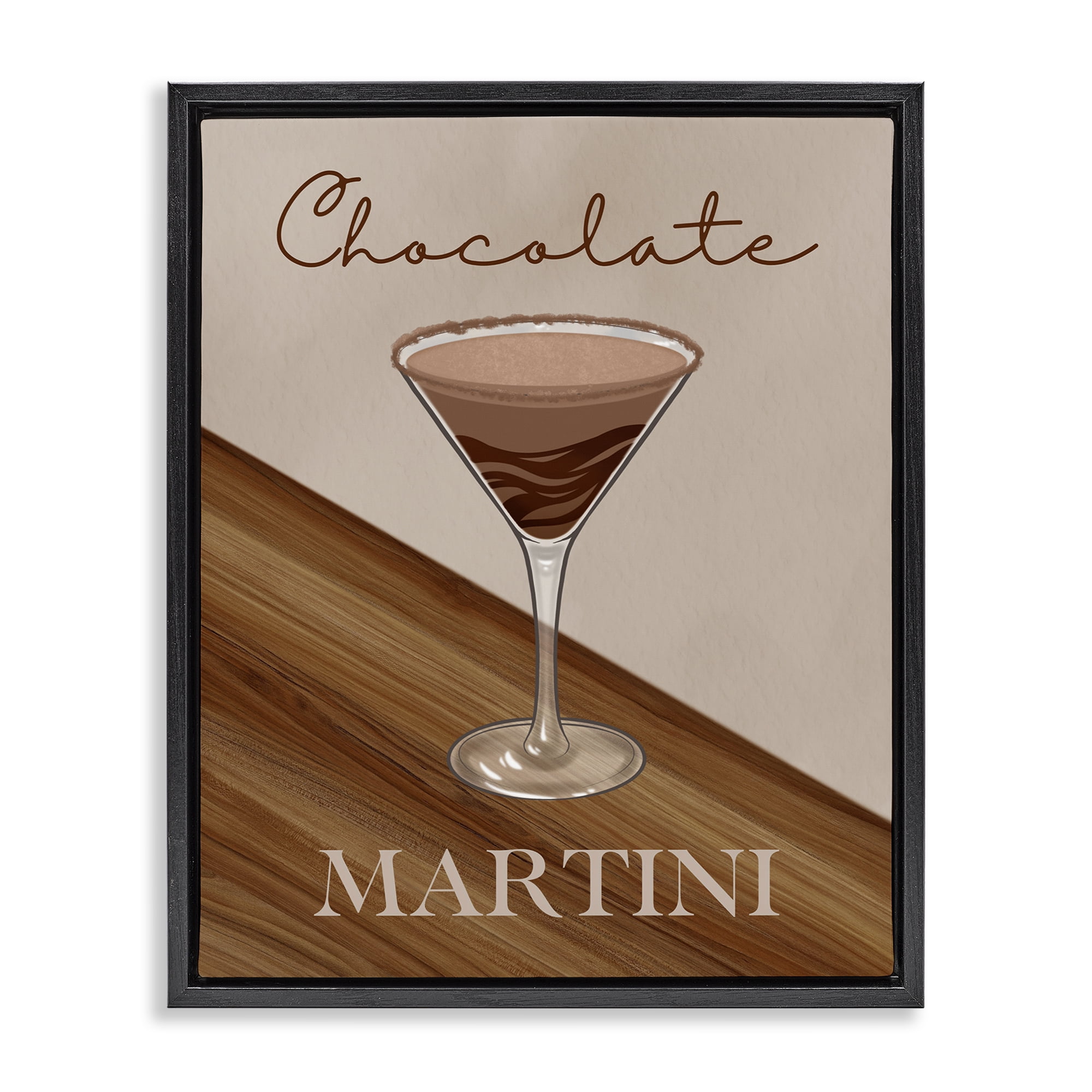 Stupell Industries Chocolate Martini on Brown Black Framed Floater Canvas Wall Art, design by Marcus Prime