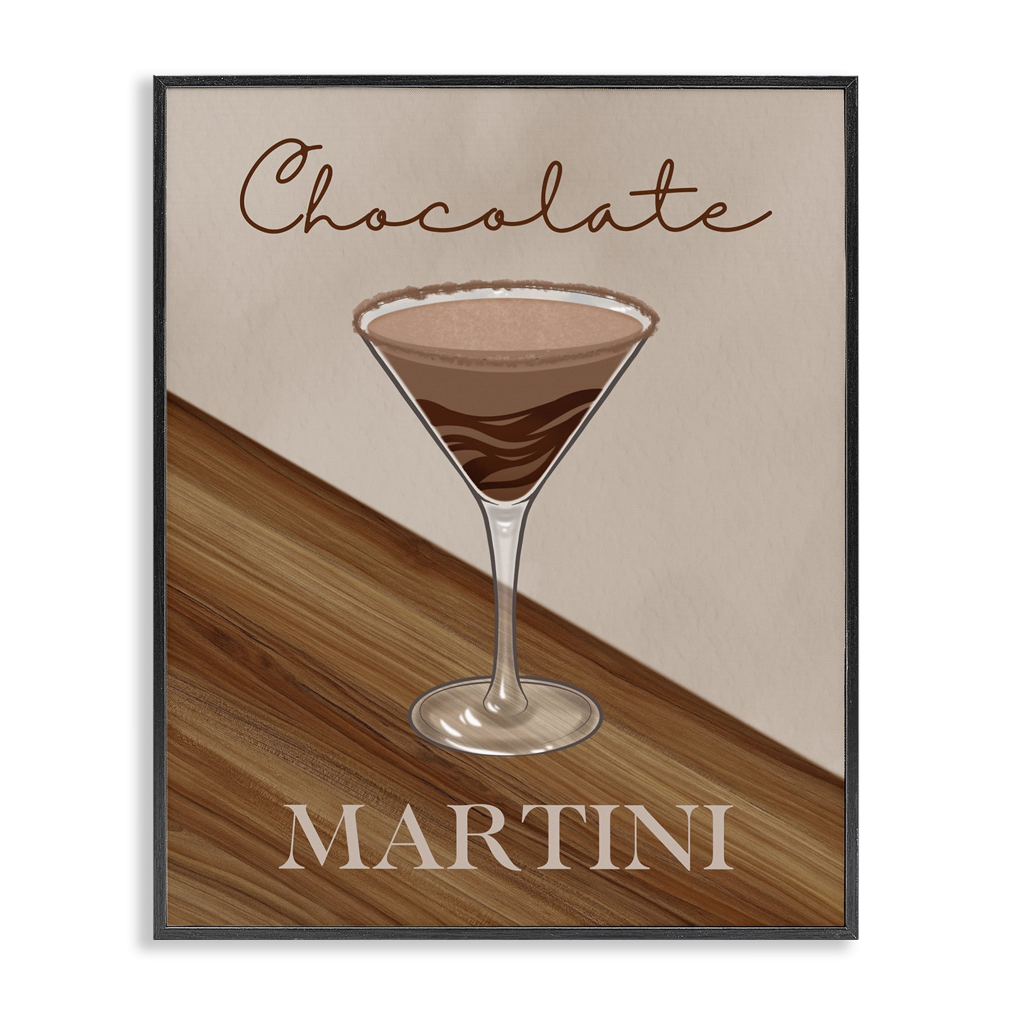 Stupell Industries Chocolate Martini on Brown Black Framed Giclee Art, design by Marcus Prime