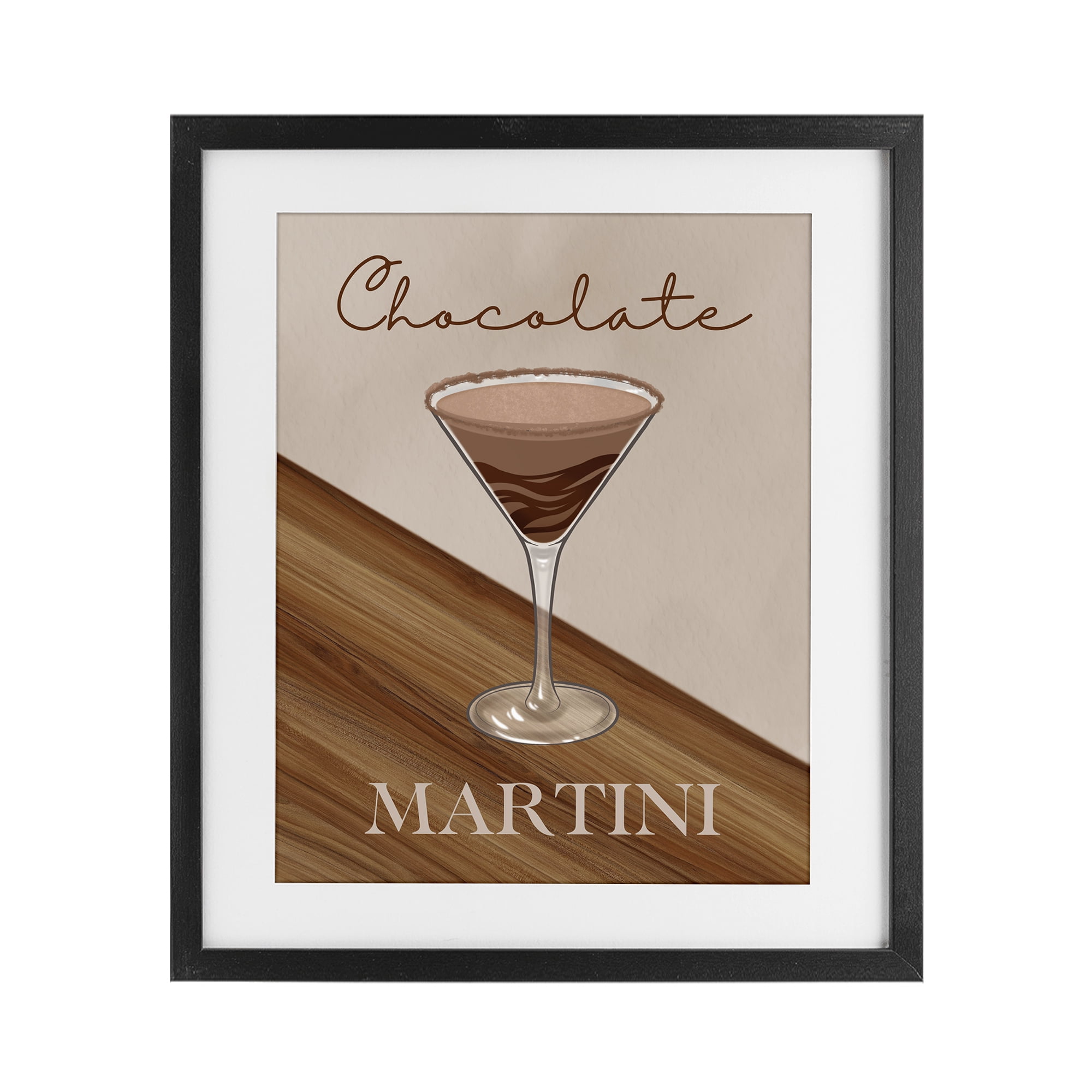 Stupell Industries Chocolate Martini on Brown Black Framed Print Under Glass, design by Marcus Prime