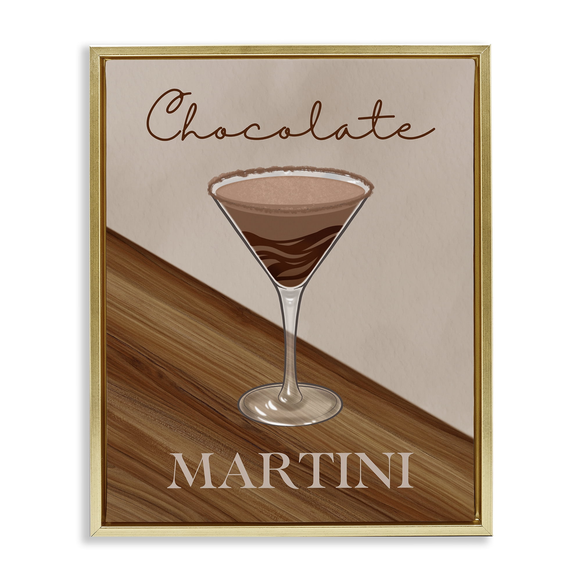 Stupell Industries Chocolate Martini on Brown Gold Framed Floater Canvas Wall Art, design by Marcus Prime