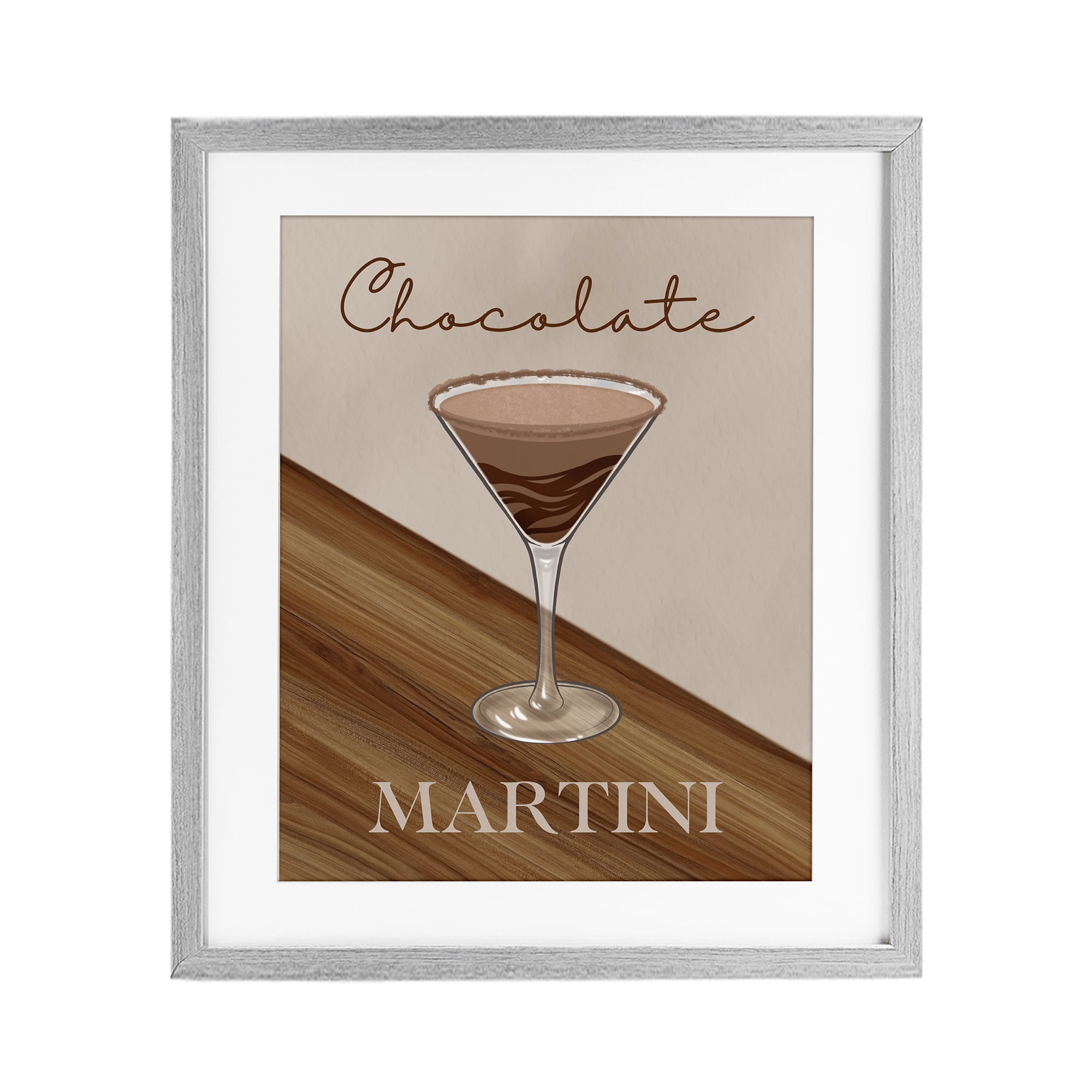 Stupell Industries Chocolate Martini on Brown Gray Framed Print Under Glass, design by Marcus Prime