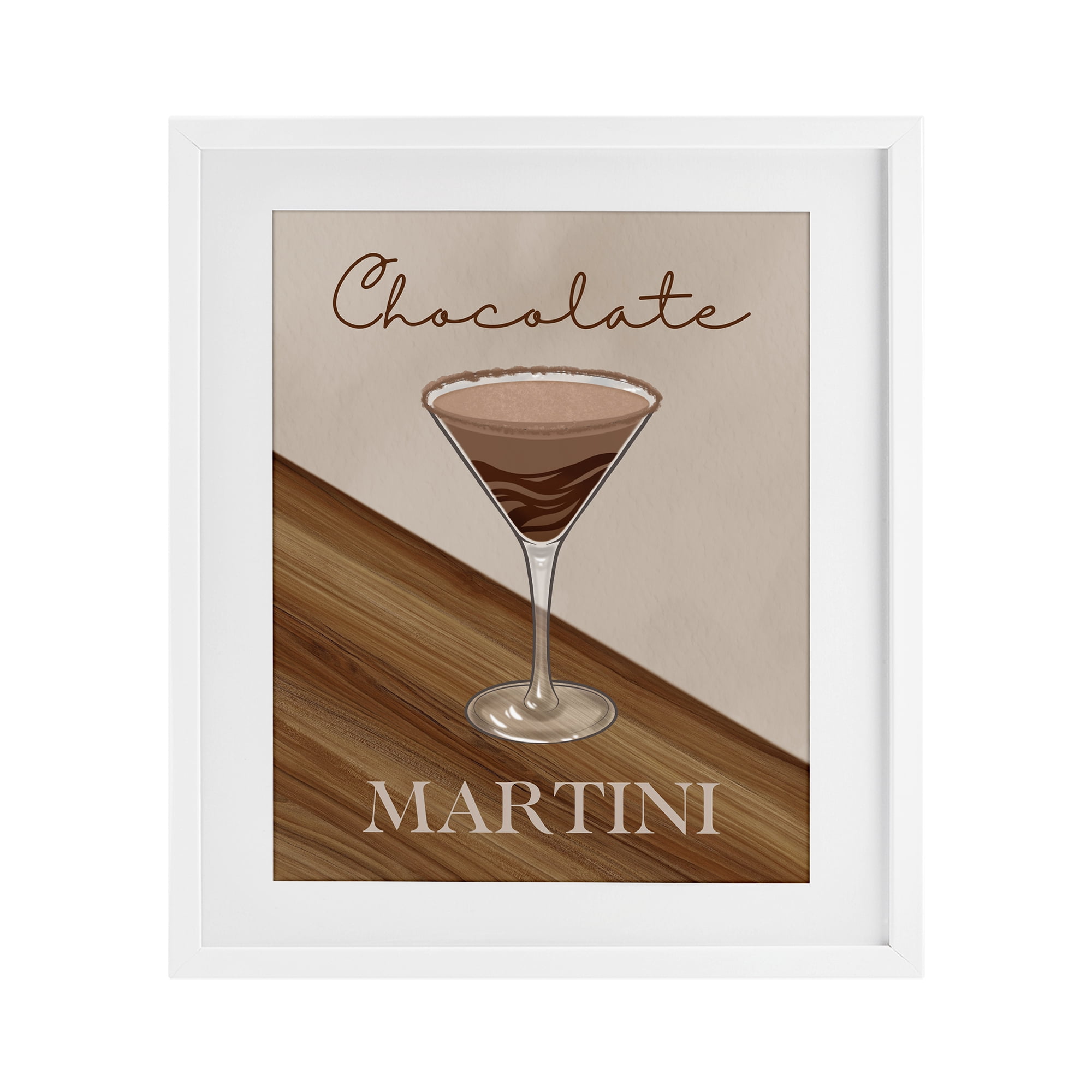 Stupell Industries Chocolate Martini on Brown White Framed Print Under Glass, design by Marcus Prime