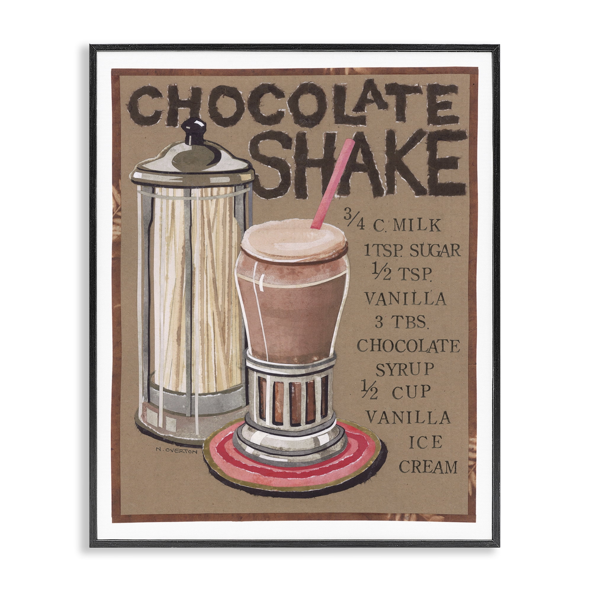 Stupell Industries Chocolate Shake Recipe Food & Beverage Painting Black Framed Art Print Wall Art, 24 x 30