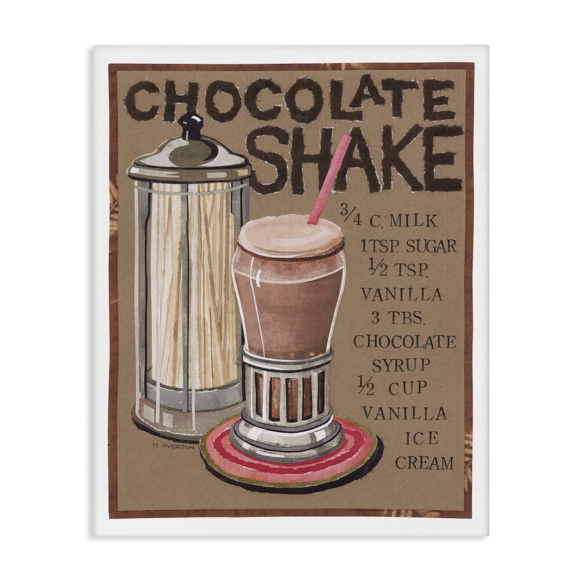 Stupell Industries Chocolate Shake Recipe Food & Beverage Painting Gallery Wrapped Canvas Art Print Wall Art, 24 x 30