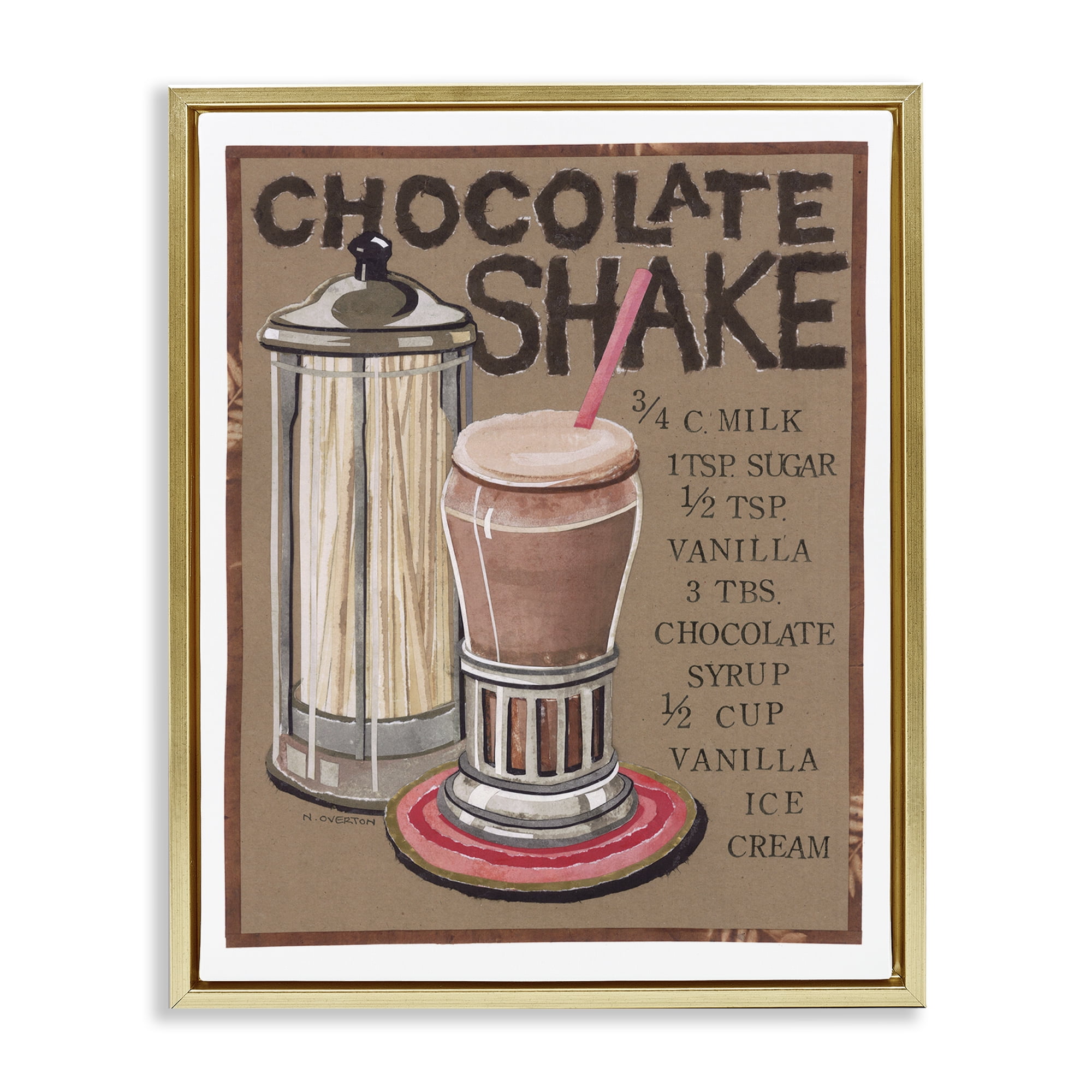 Stupell Industries Chocolate Shake Recipe Food & Beverage Painting Gold Floater Framed Art Print Wall Art, 25 x 31