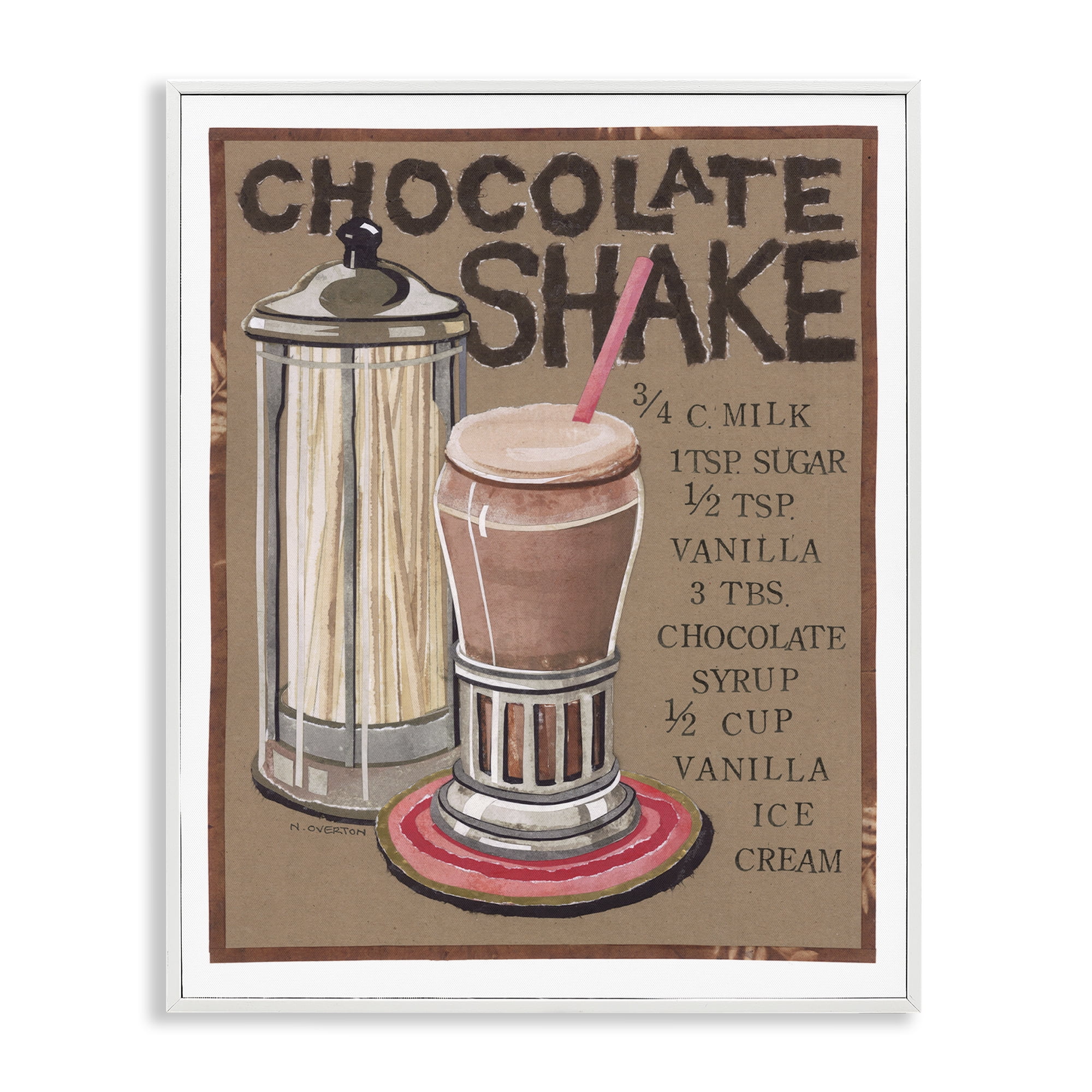 Stupell Industries Chocolate Shake Recipe Food & Beverage Painting White Framed Art Print Wall Art, 16 x 20