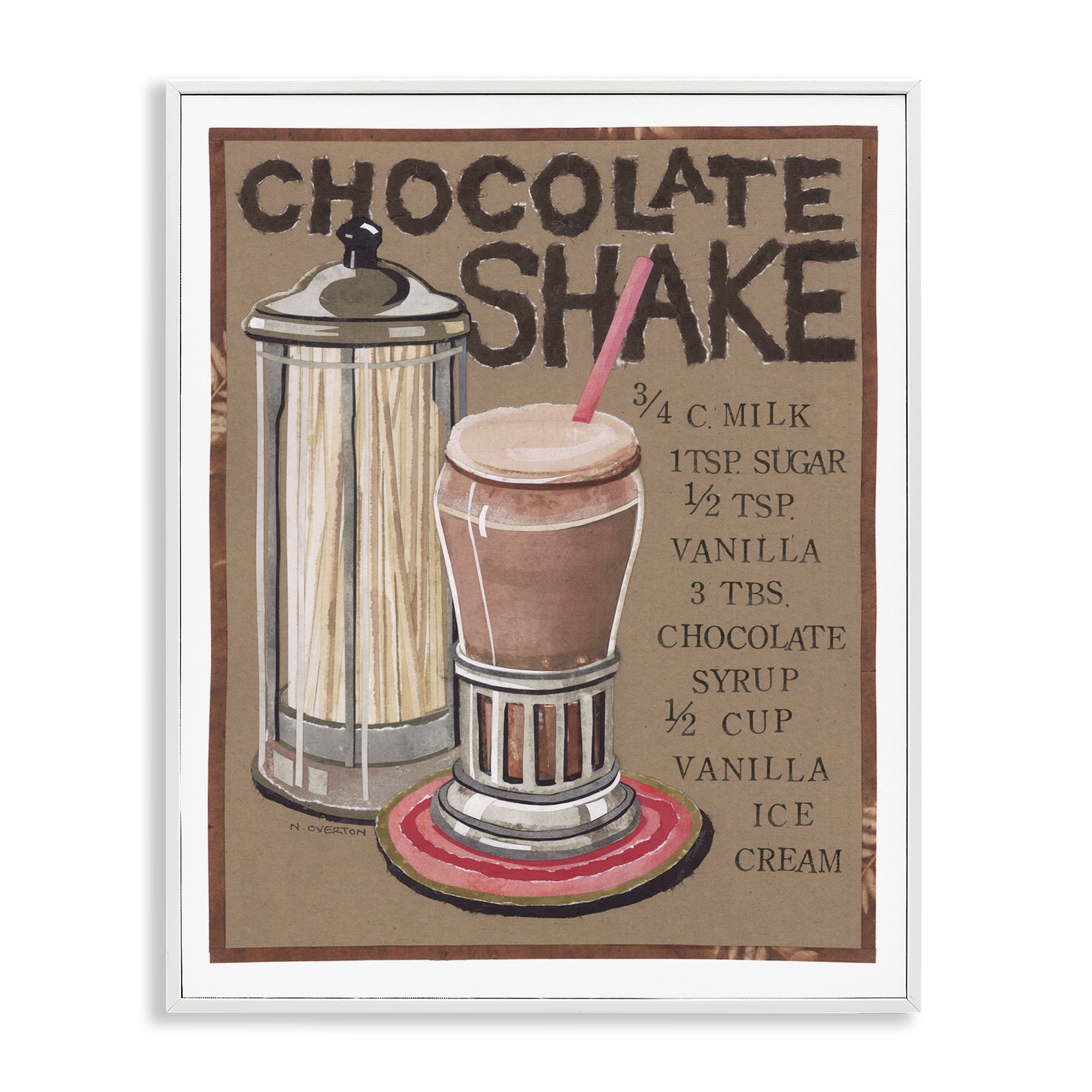 Stupell Industries Chocolate Shake Recipe Food & Beverage Painting White Framed Art Print Wall Art, 24 x 30