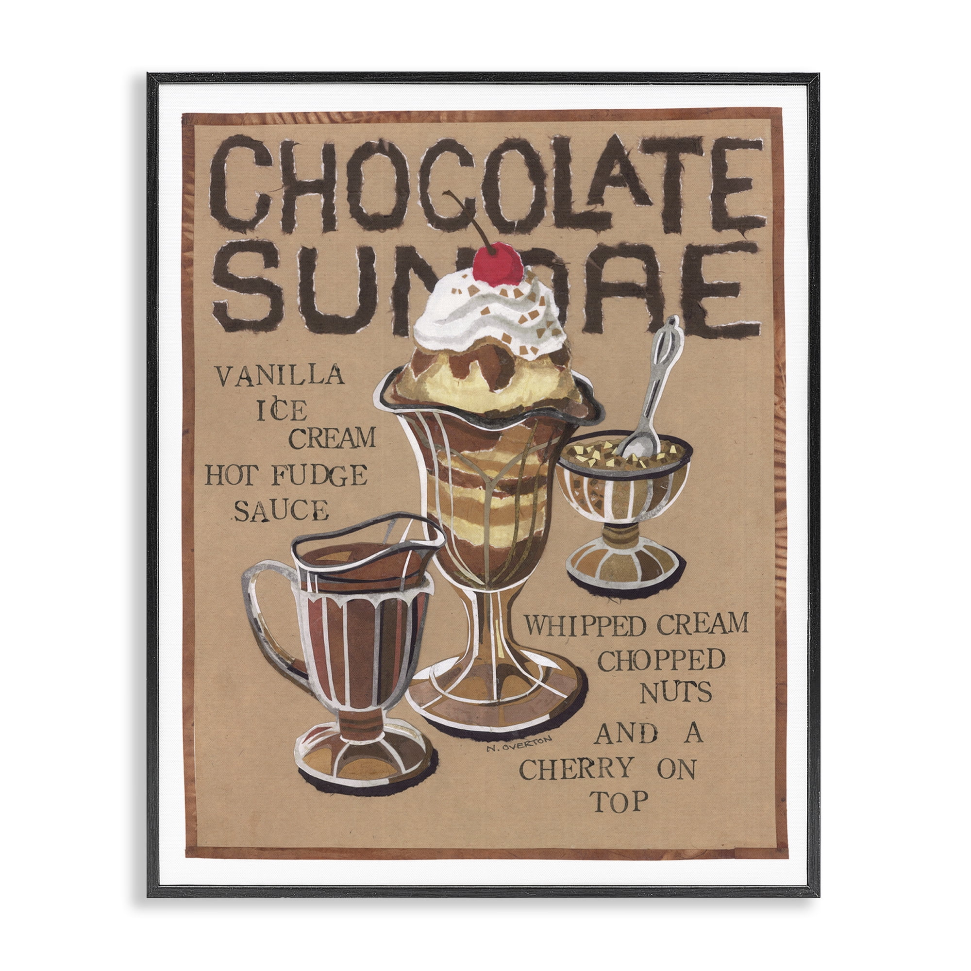 Stupell Industries Chocolate Sundae Recipe Food & Beverage Painting Black Framed Art Print Wall Art, 11 x 14